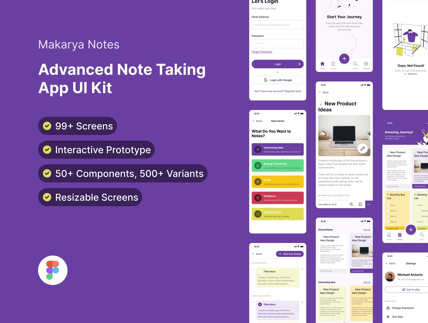 Makarya Notes - Advanced Note Taking App - Design System & UI Kit