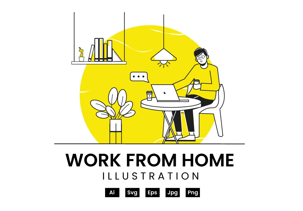 Man Work from home illustration