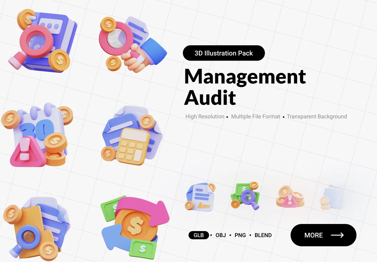Unixx - Management Audit 3D Icon Set