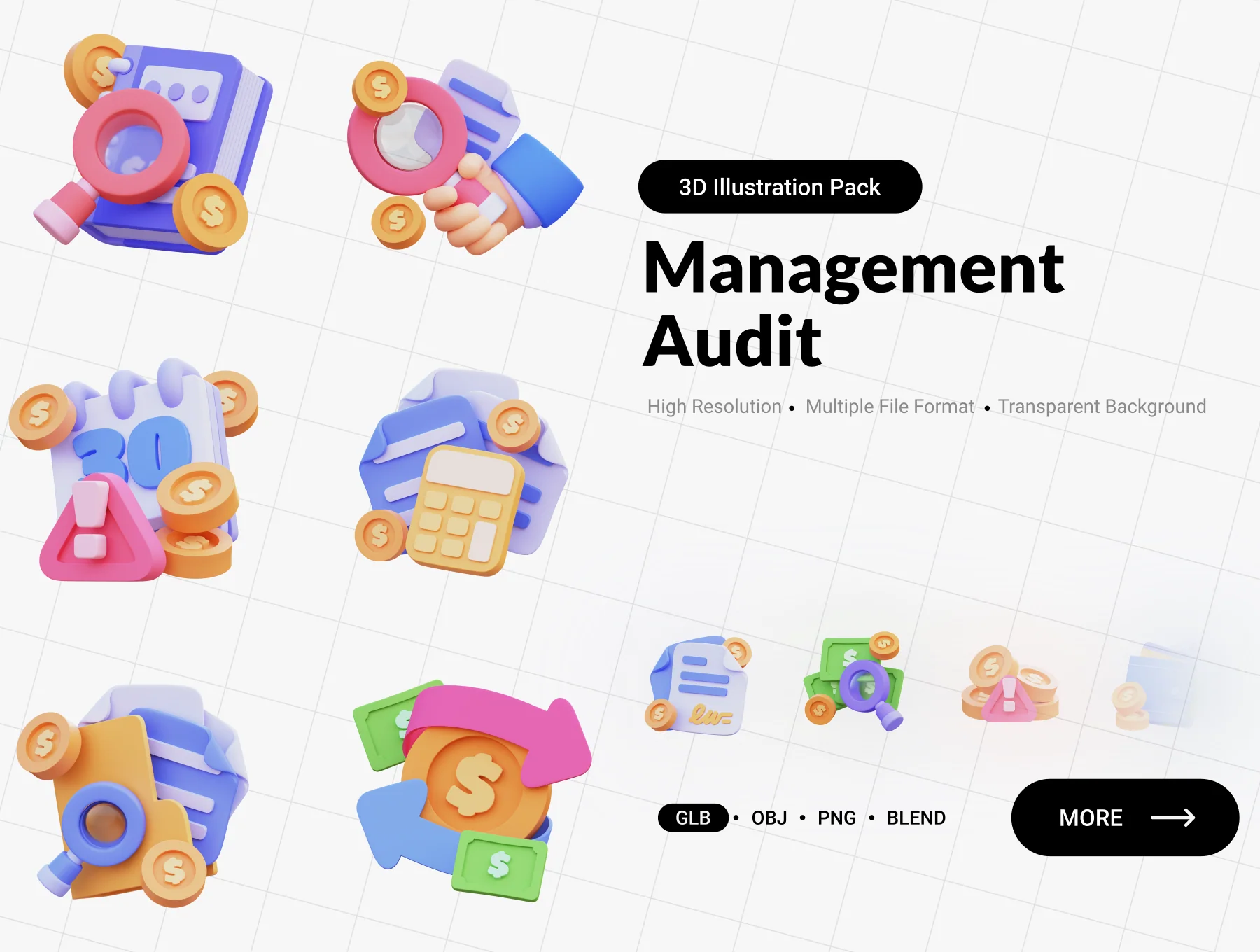 Unixx - Management Audit 3D Icon Set