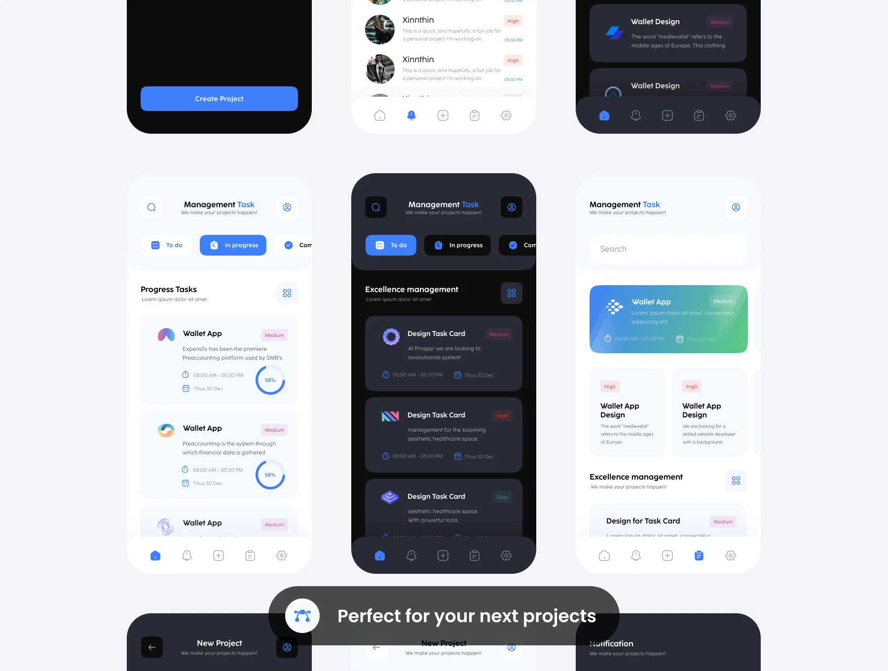 Management Task Mobile Apps UI KIT 6