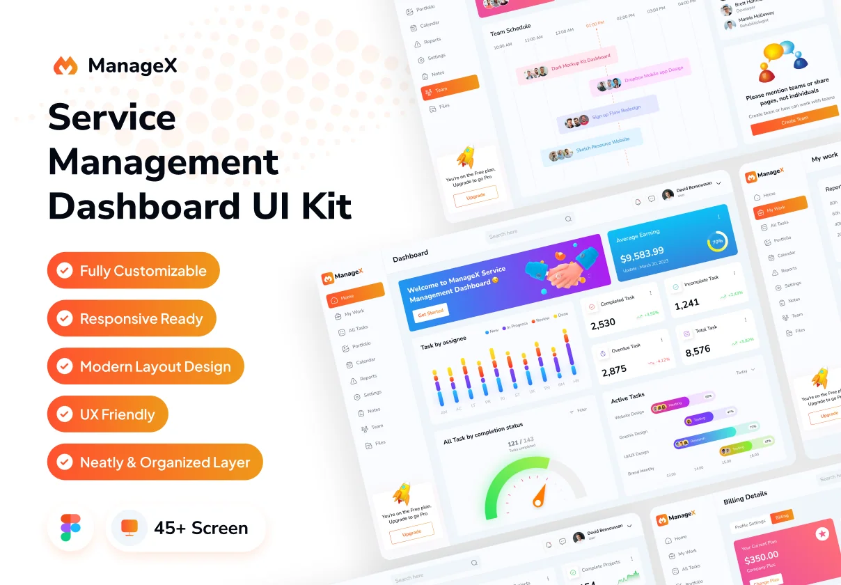 ManageX - Service Management Dashboard UI Kit