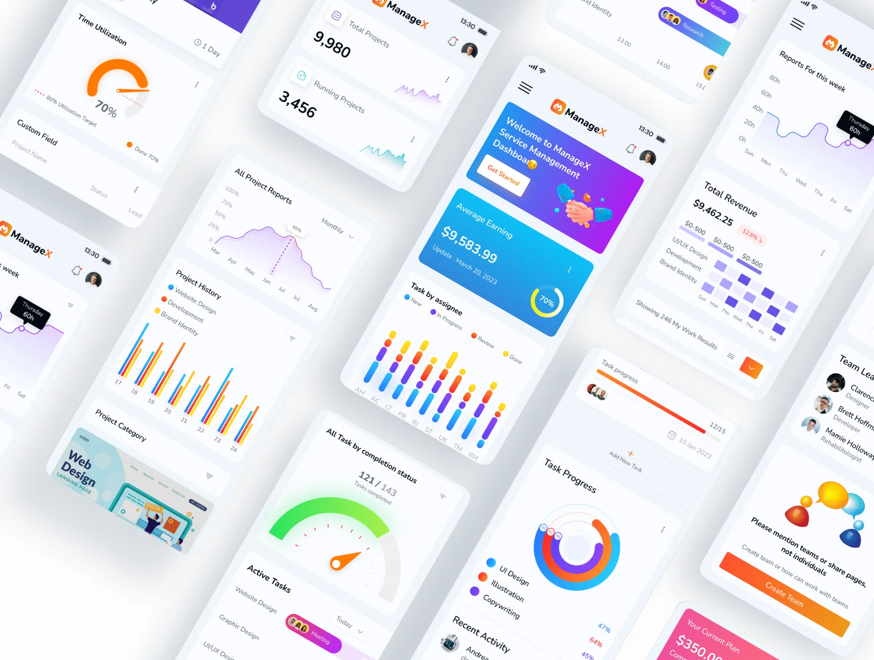 ManageX - Service Management Dashboard UI Kit 4