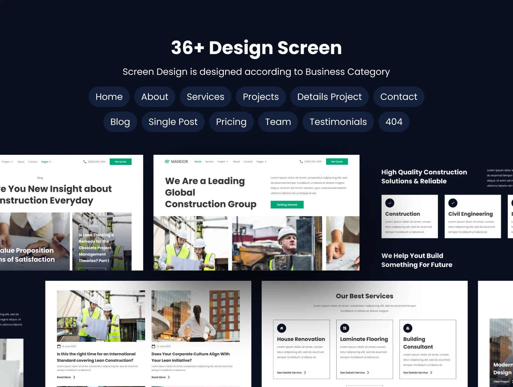 Mandor Construction Website UI Kit