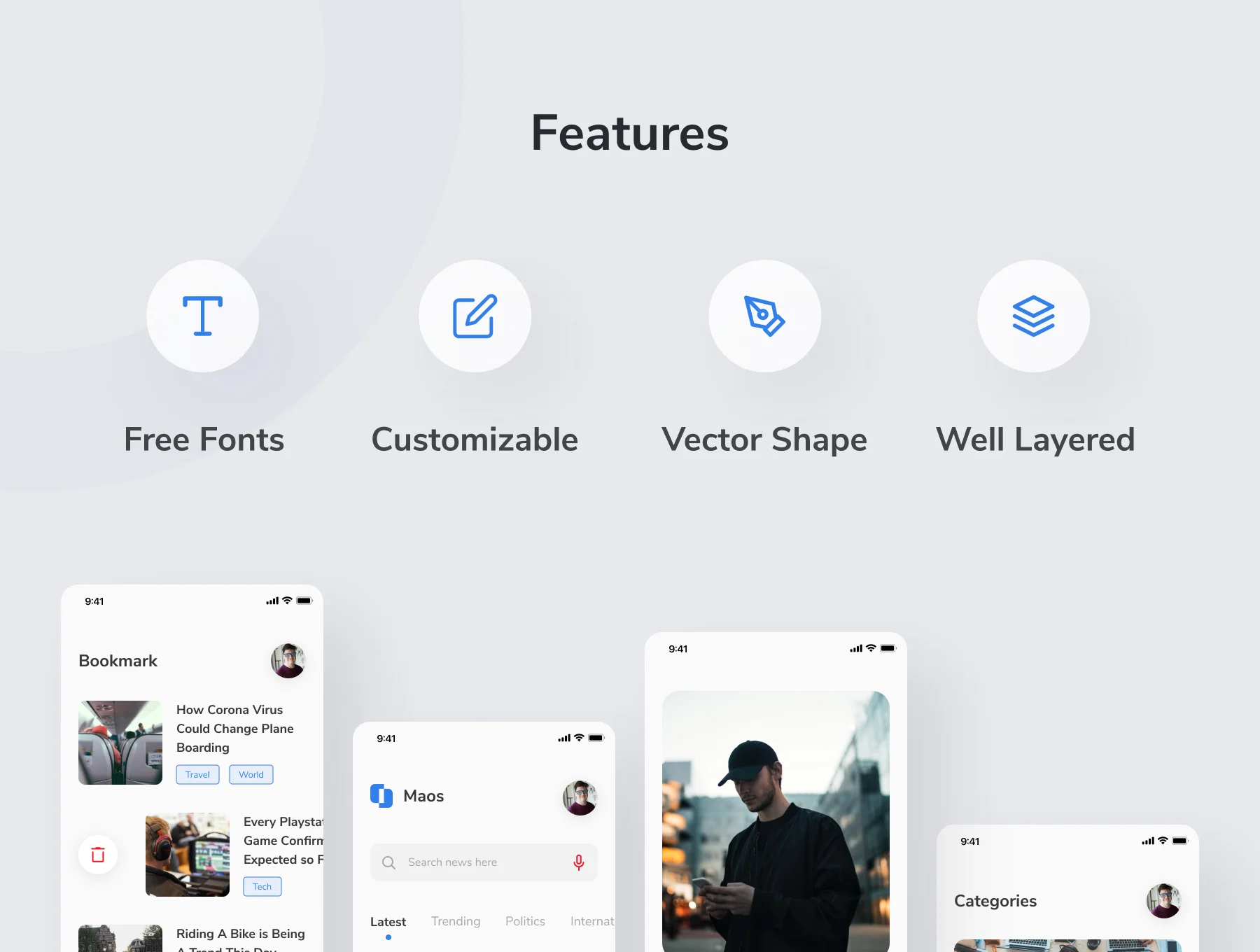 Maos - News And Reader App UI Kit 4