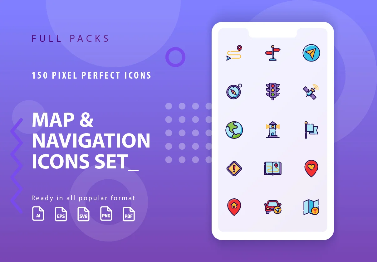 80 Map & Navigation Icons | Aesthetic Series