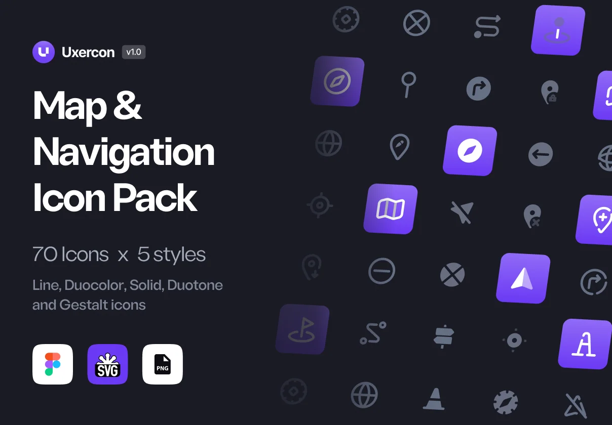 Map & Navigation - Uxercon Icon Pack