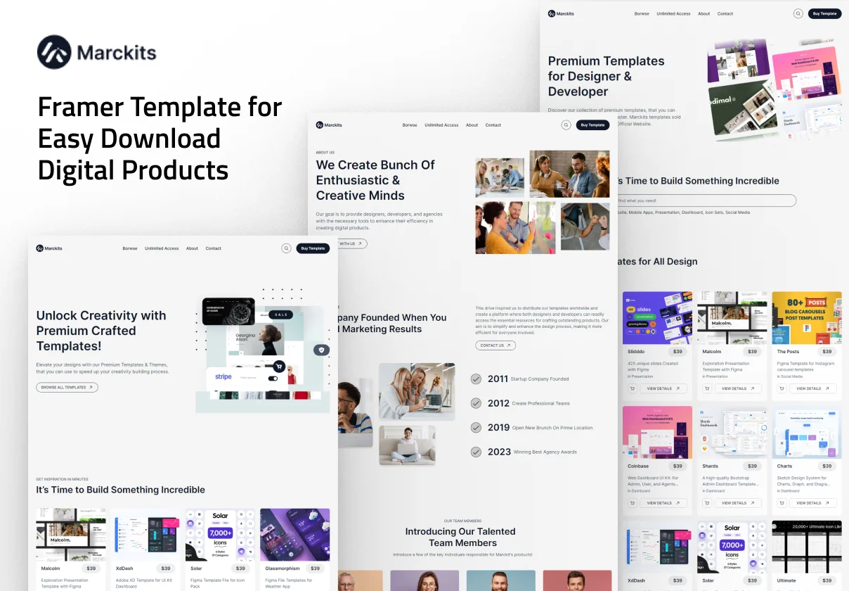 Marckits - Framer Template for Easy Download Digital Products