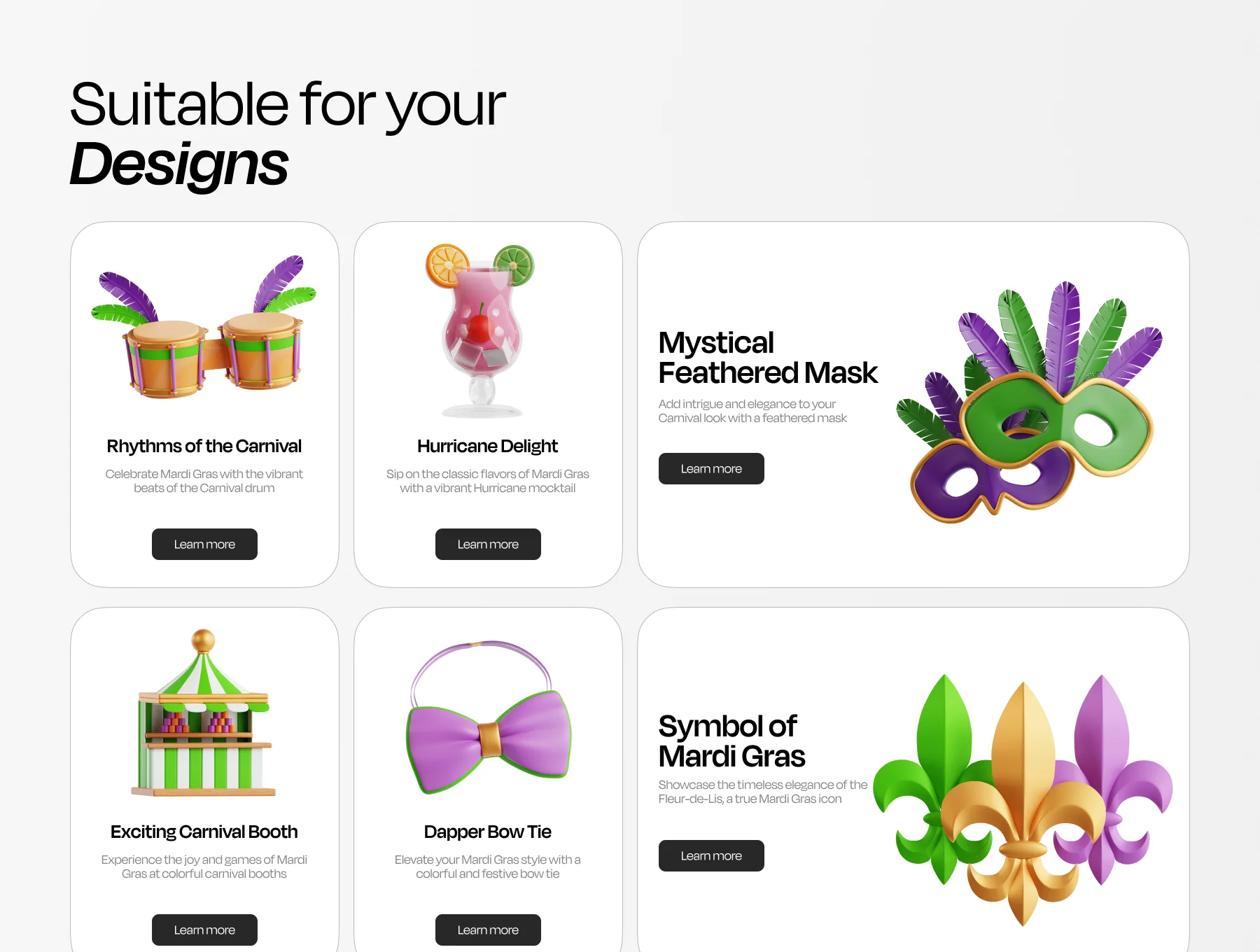 Mardi Gras Carnival 3D Icon Set 3