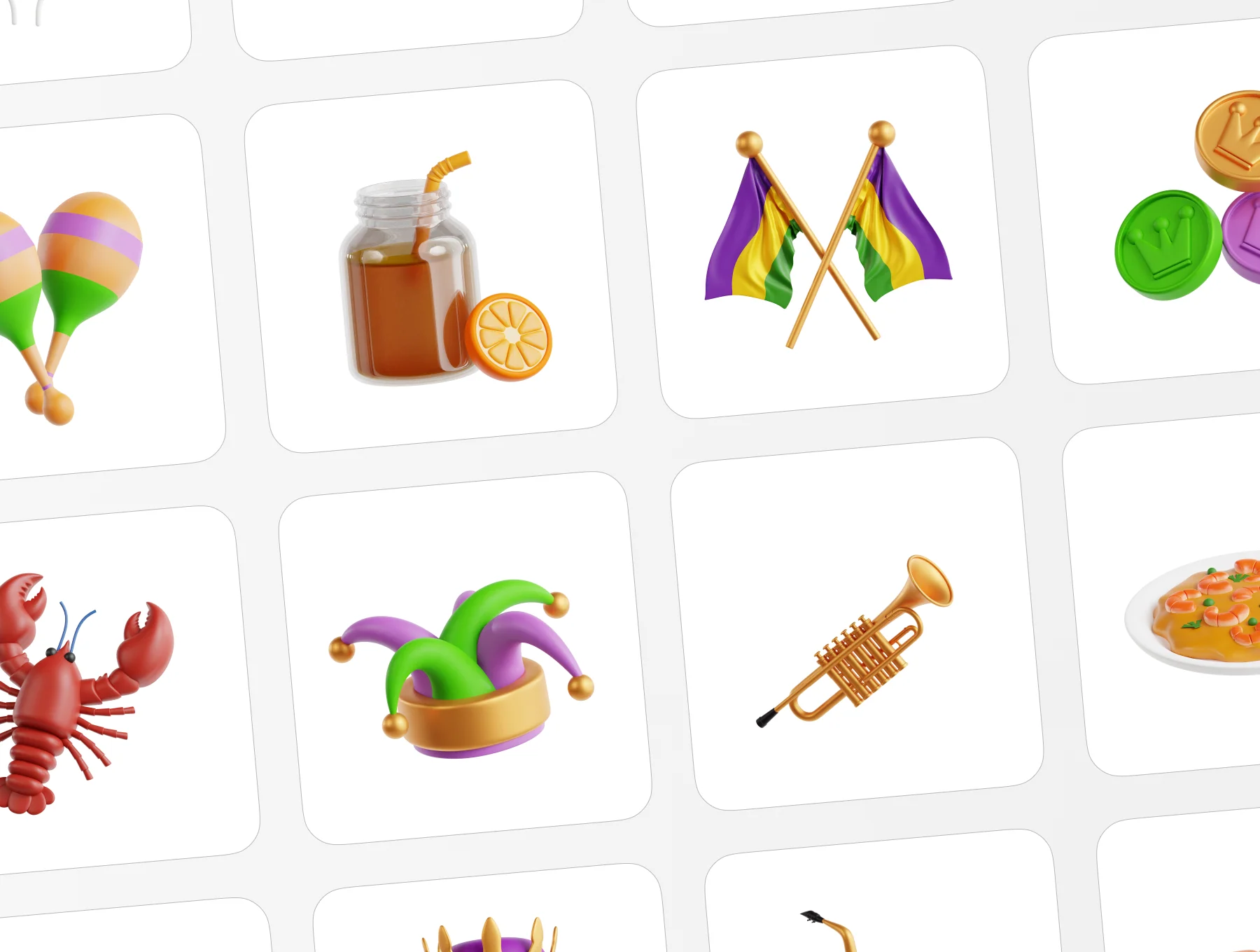 Mardi Gras Carnival 3D Icon Set 5