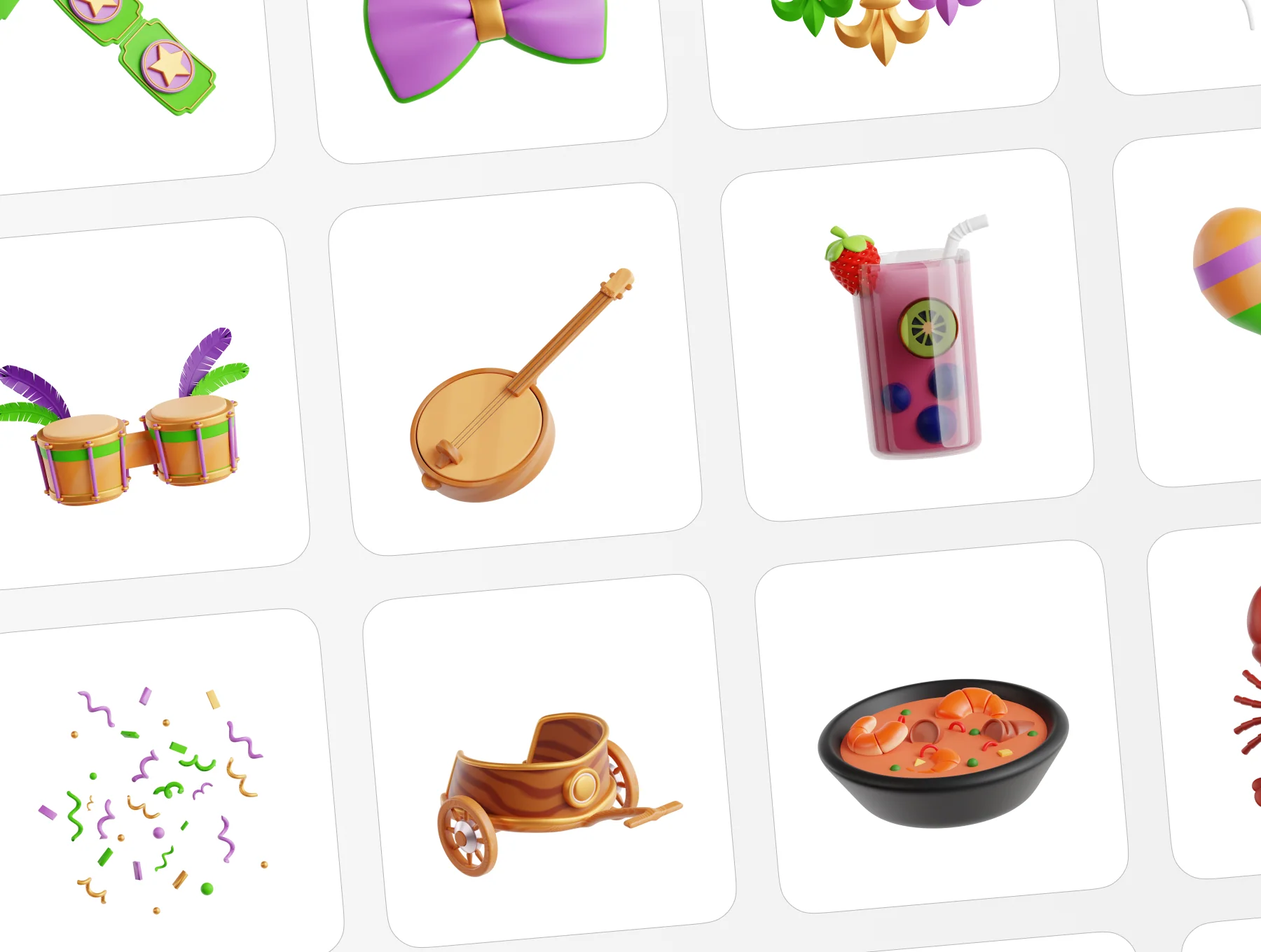Mardi Gras Carnival 3D Icon Set 6