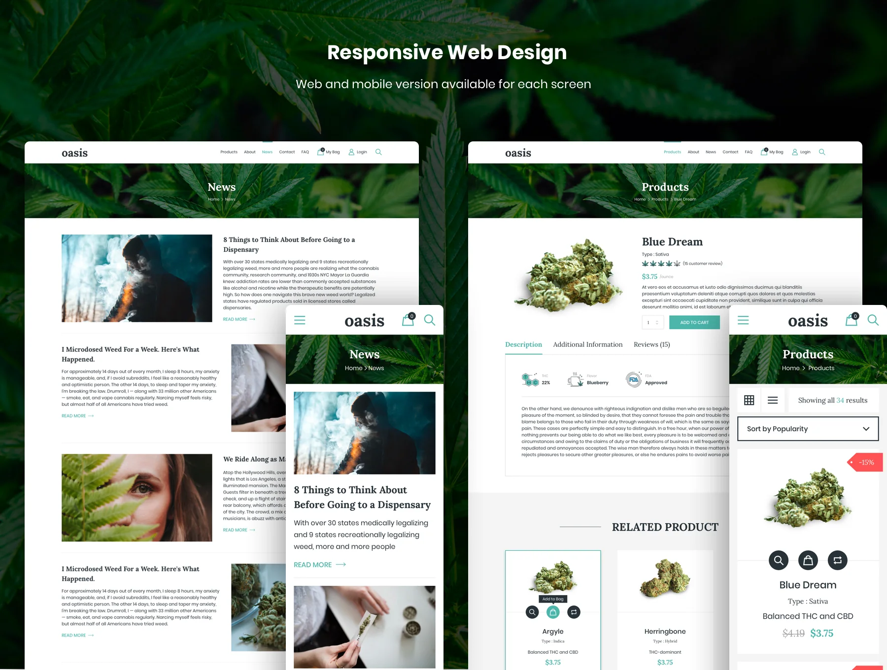 Oasis - Marijuana eCommerce Sketch Template 2