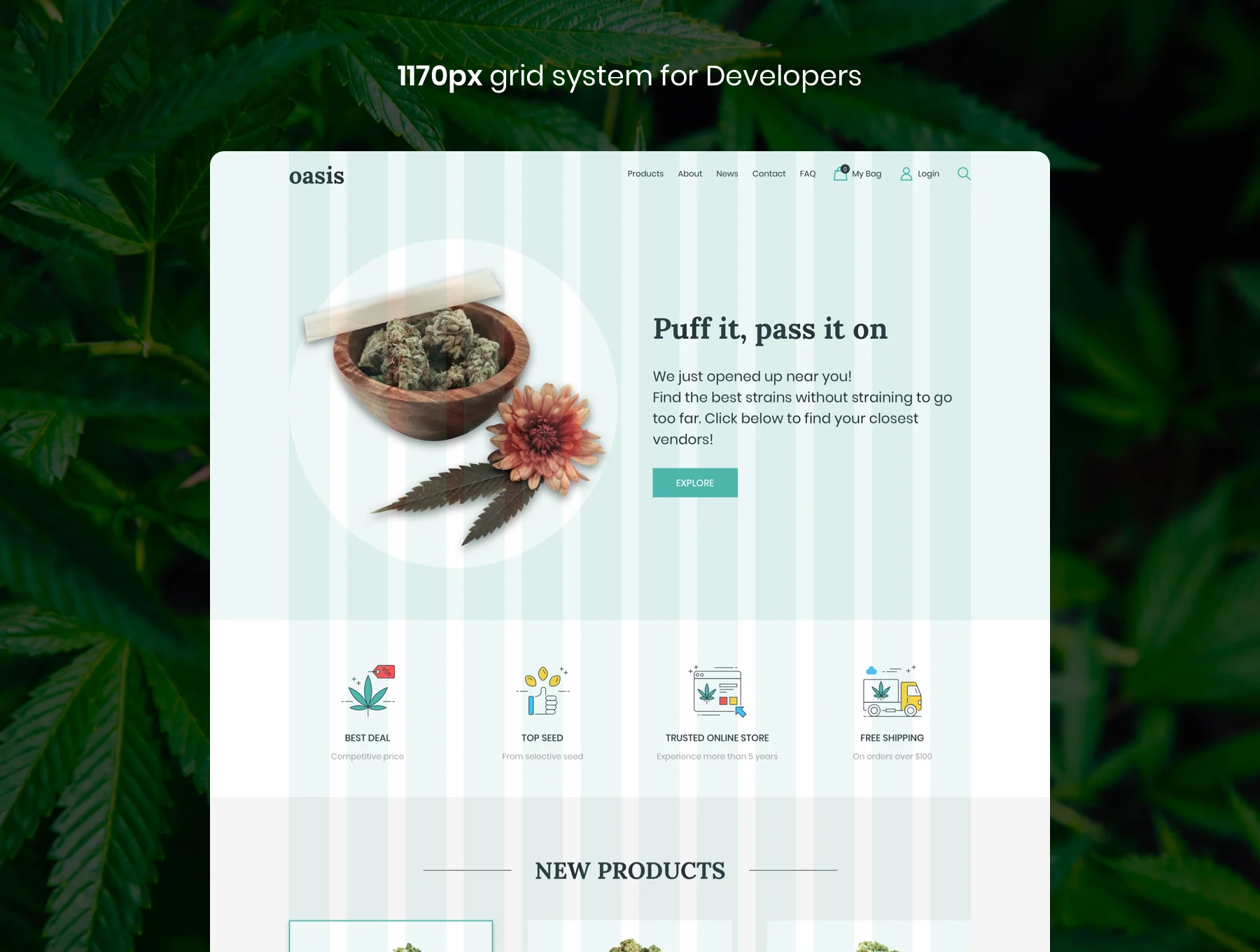 Oasis - Marijuana eCommerce Sketch Template 3