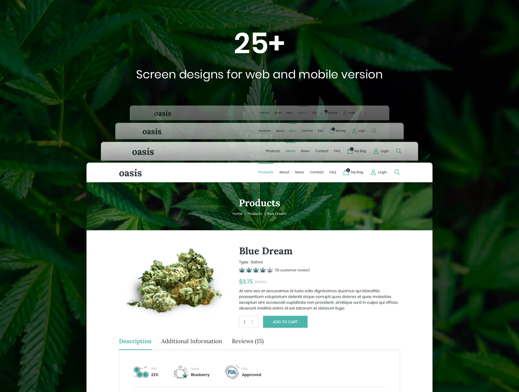 Oasis - Marijuana eCommerce Sketch Template 6