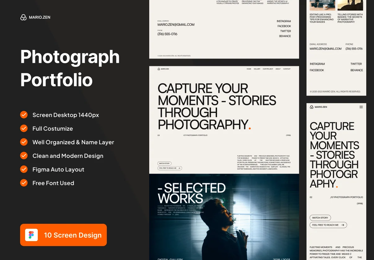 Mario Zen - Photographer Portfolio Website Template