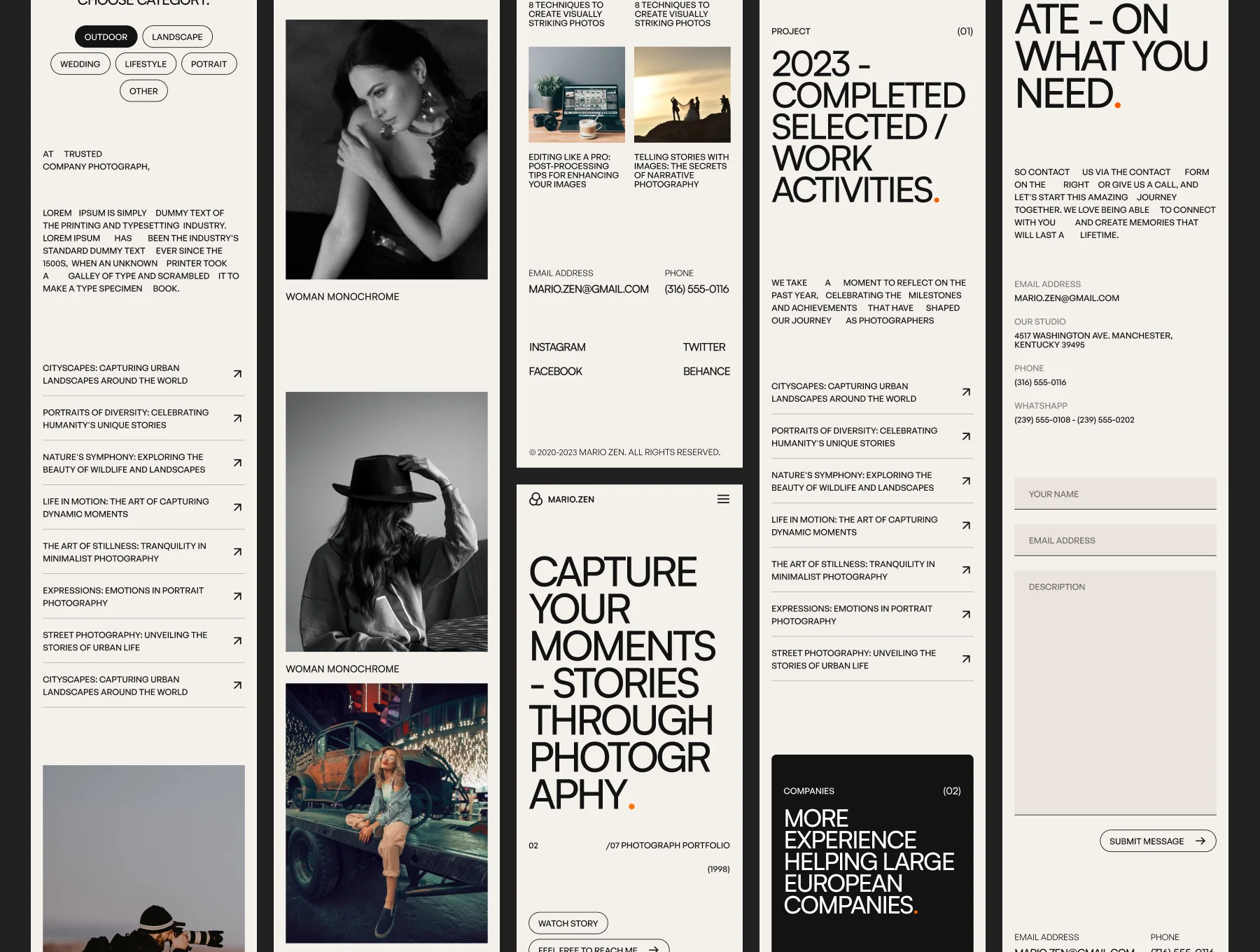 Mario Zen - Photographer Portfolio Website Template 3