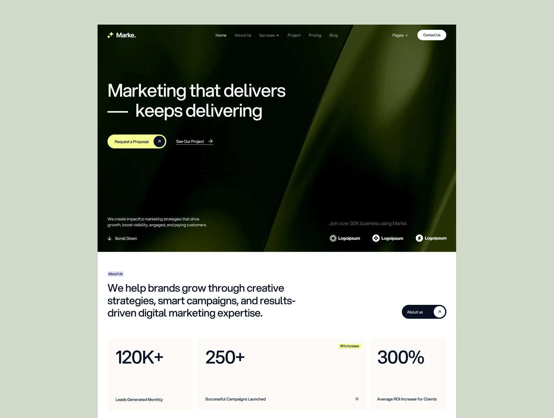 Marke. Marketing Agency & Portfolio Website 3