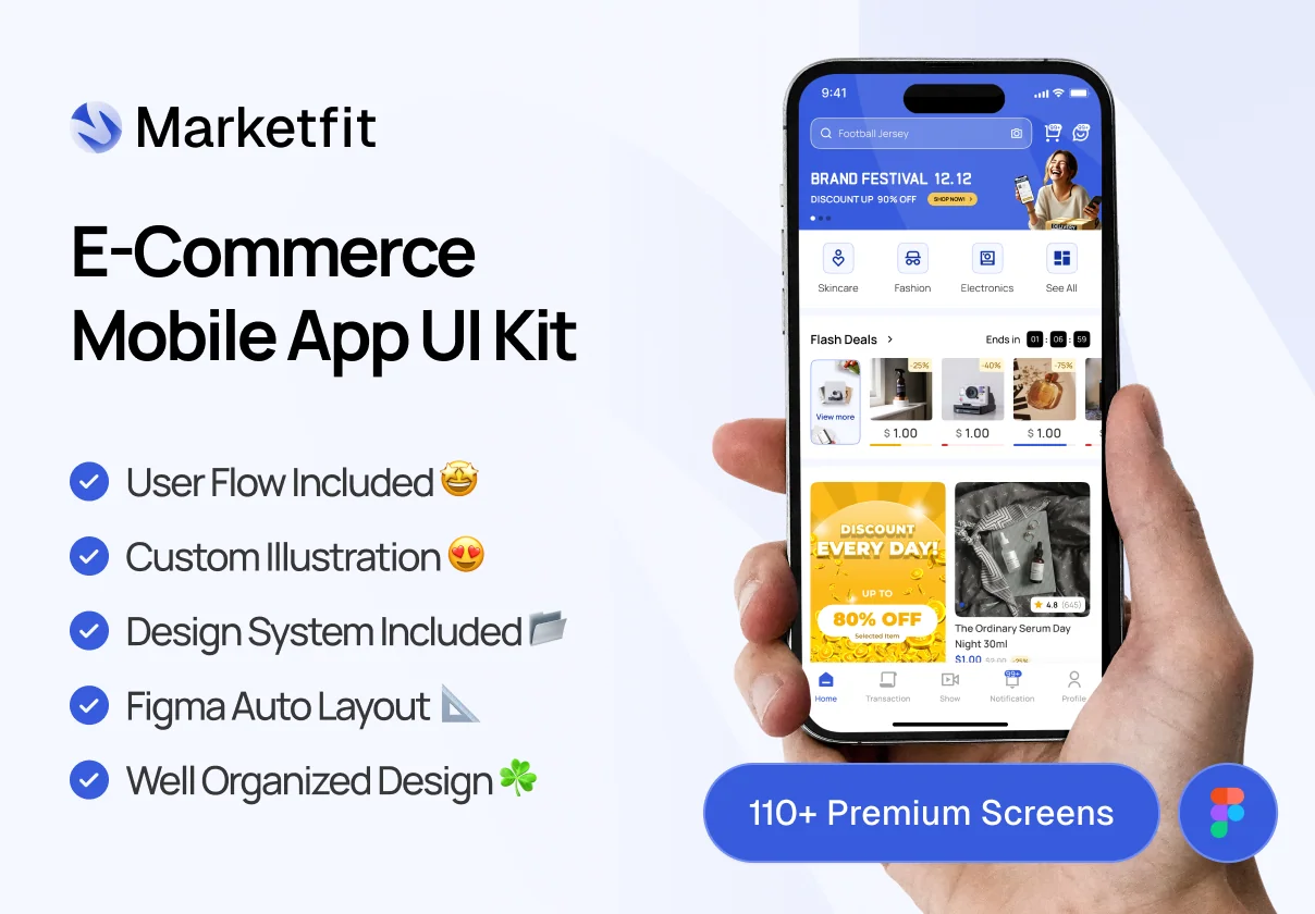 Marketfit - E-Commerce Mobile App UI Kit