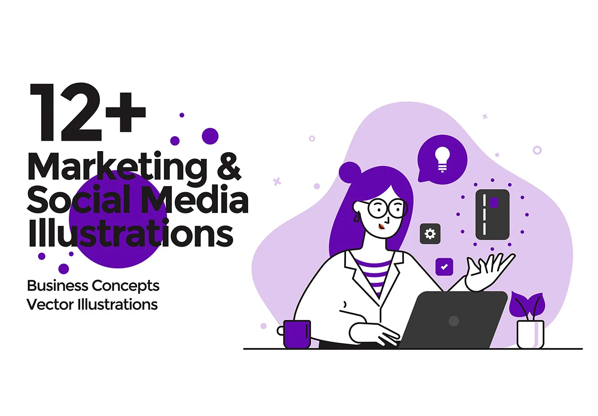 Marketing and Social Media illustrations