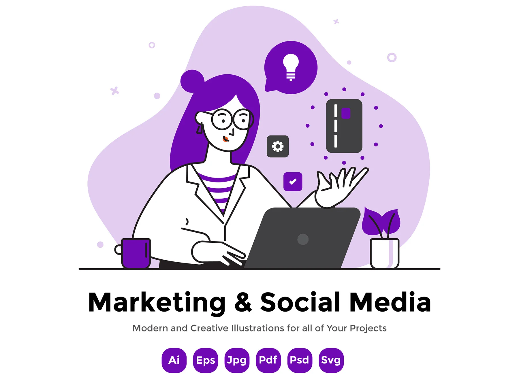 Marketing and Social Media illustrations
