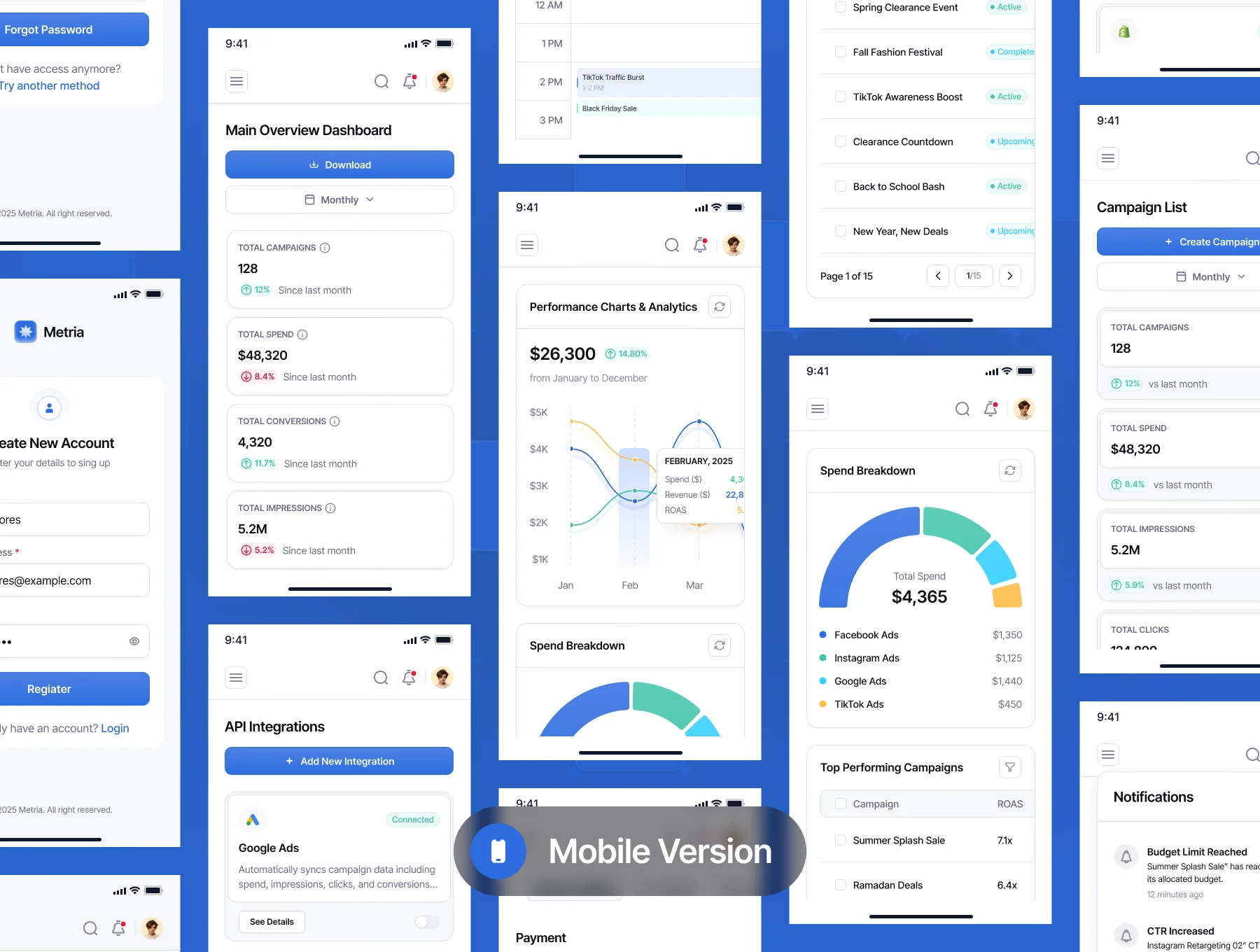Metria – Marketing Campaign Performance Web App UI Kit 6