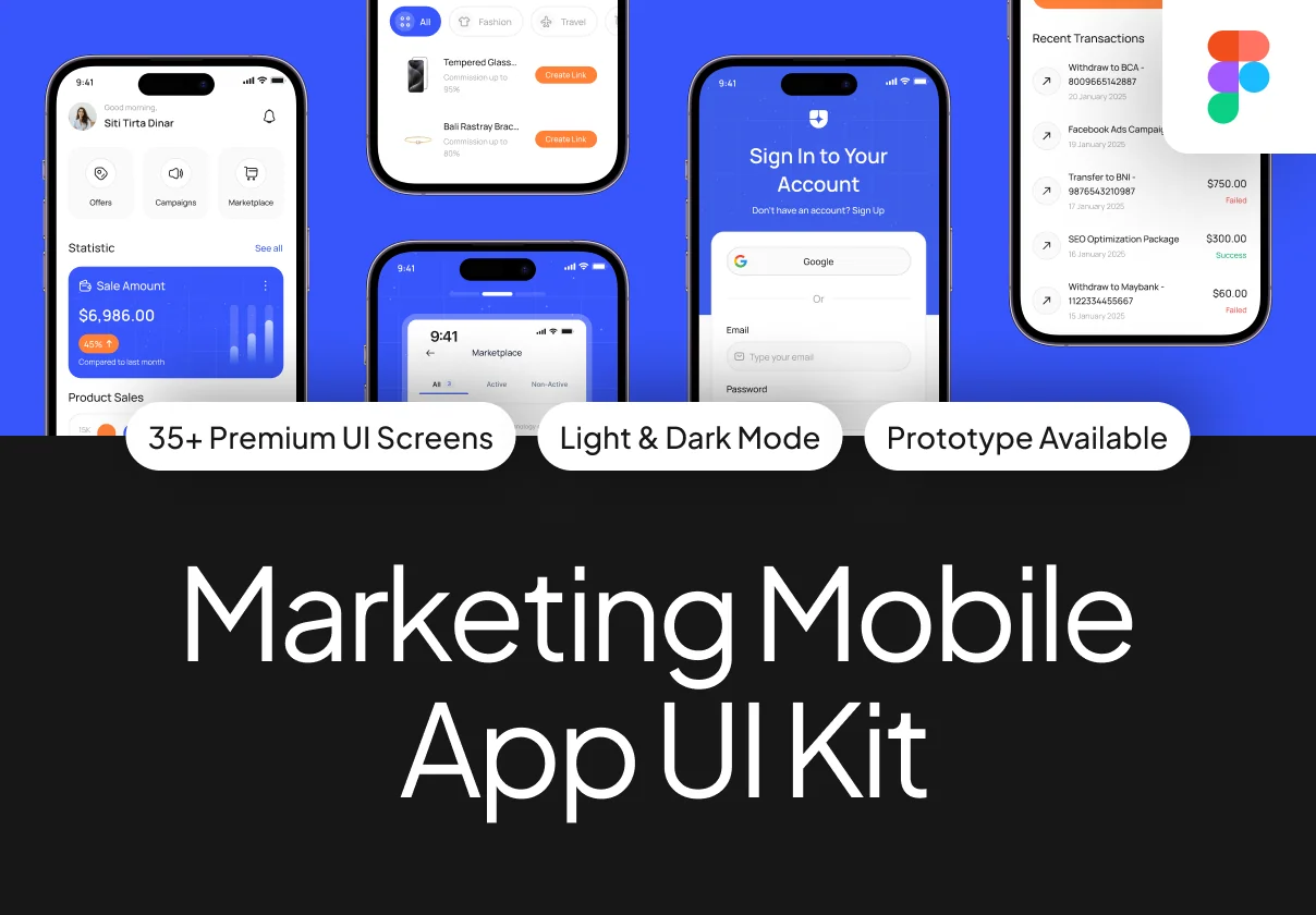 Marketing Mobile App UI Kit