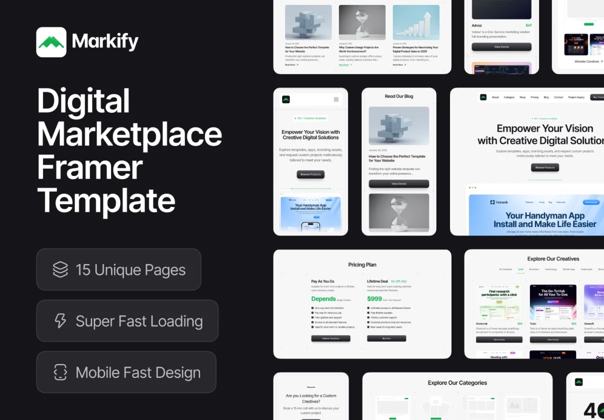 Markify — Digital Marketplace Framer Template