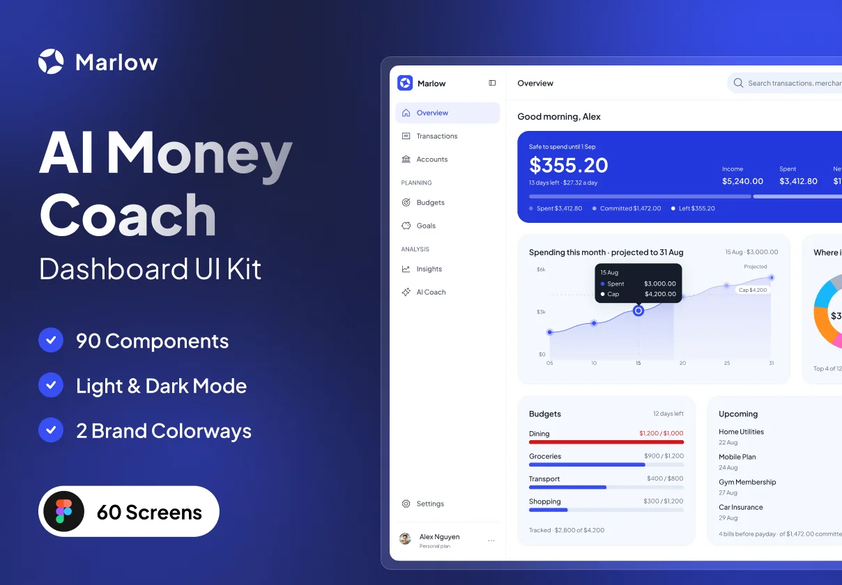 Marlow — AI Money Coach Dashboard UI Kit