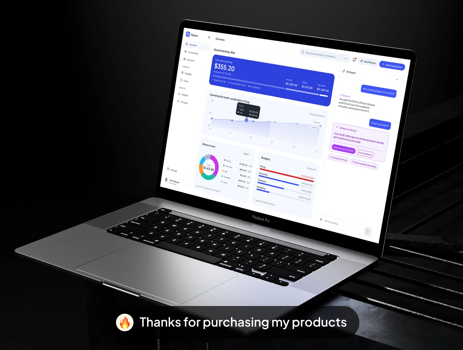 Marlow — AI Money Coach Dashboard UI Kit 8
