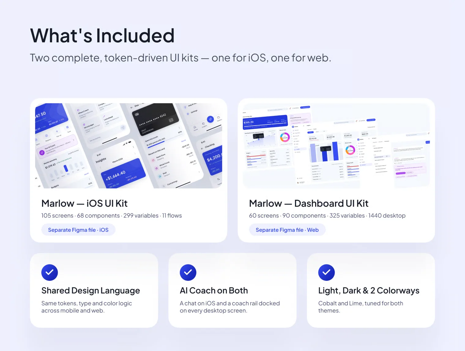 Marlow — AI Money Coach iOS + Dashboard UI Kit Bundle 2