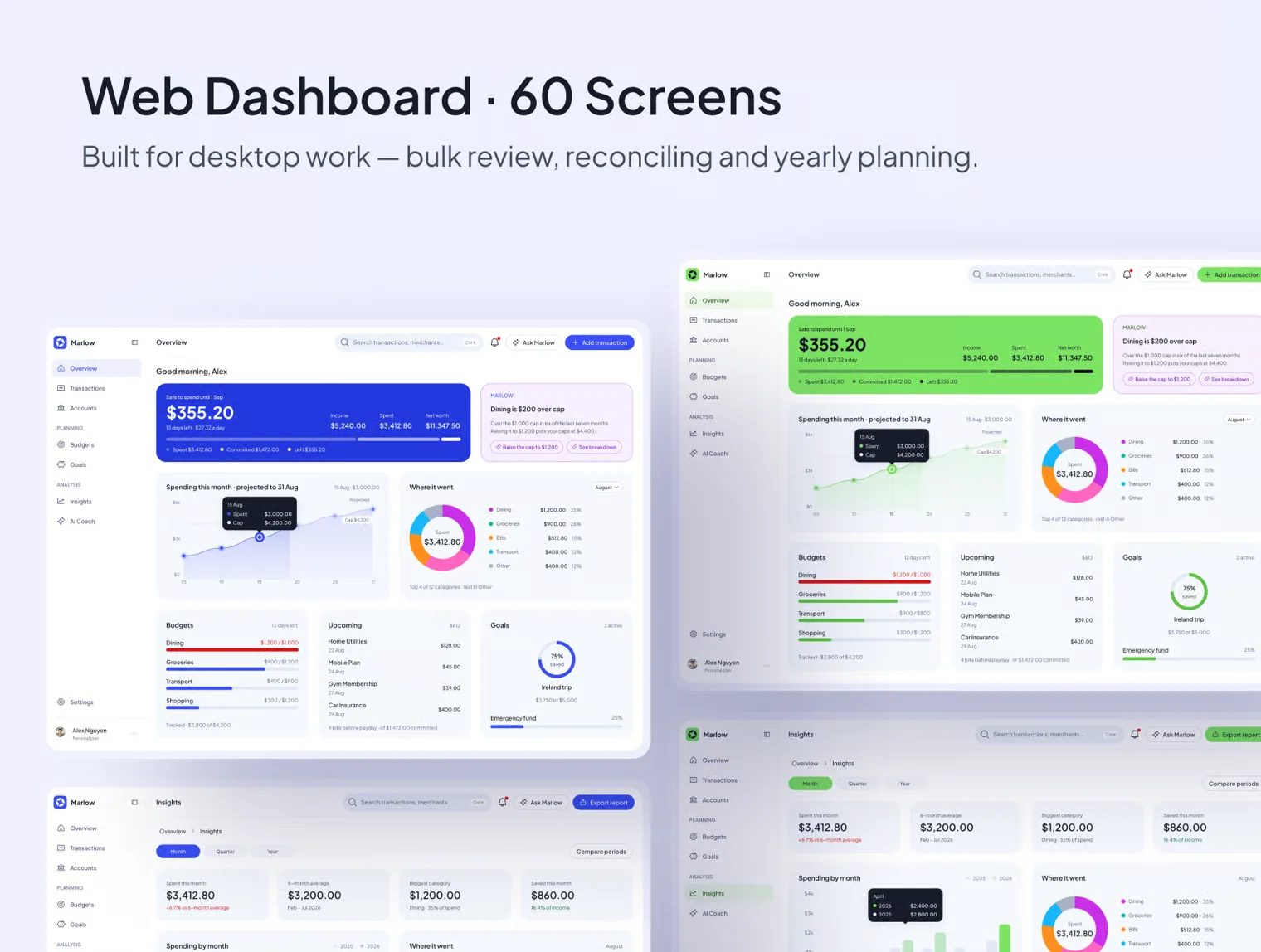 Marlow — AI Money Coach iOS + Dashboard UI Kit Bundle 5
