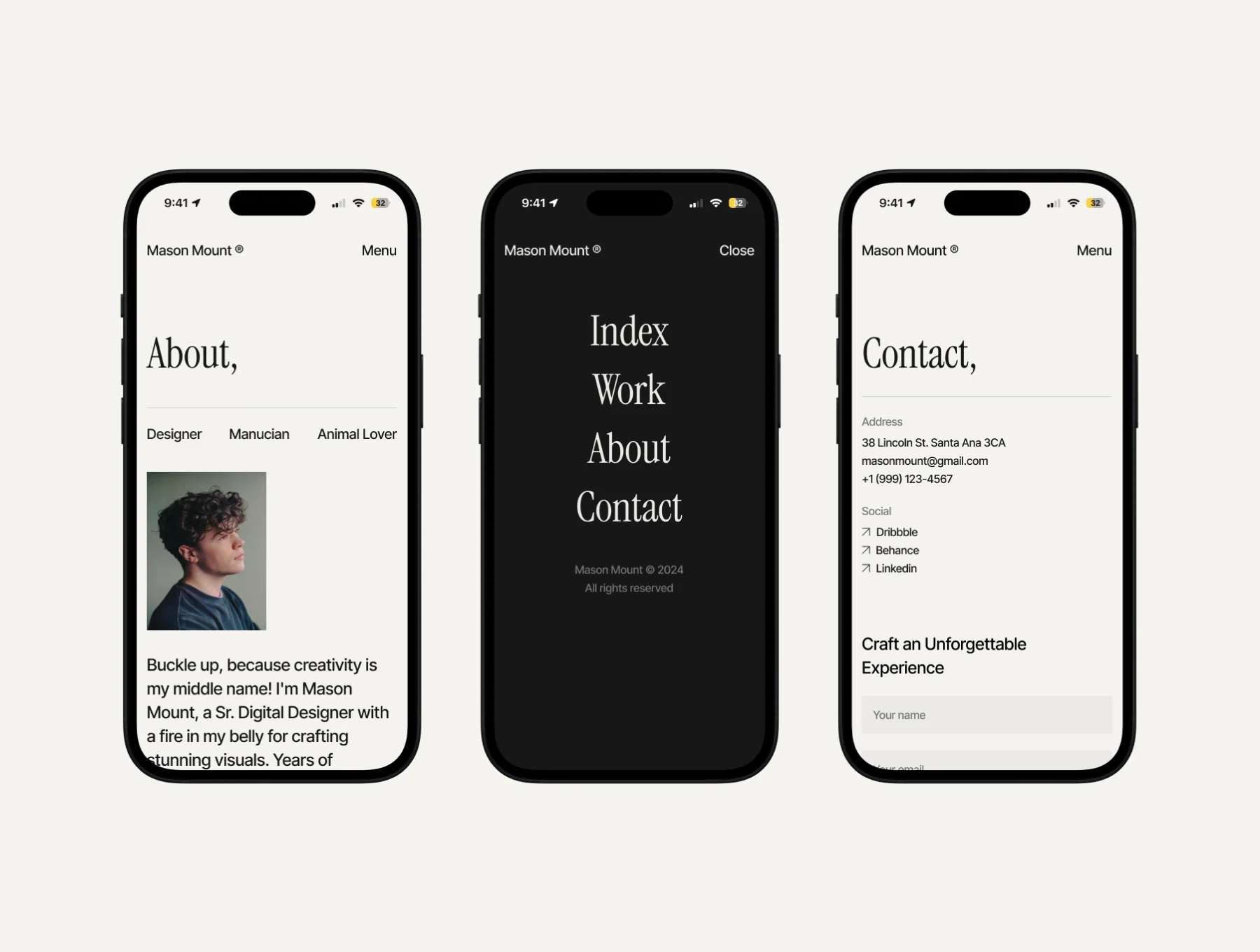 Mason Mount - Minimal Portfolio Template 4