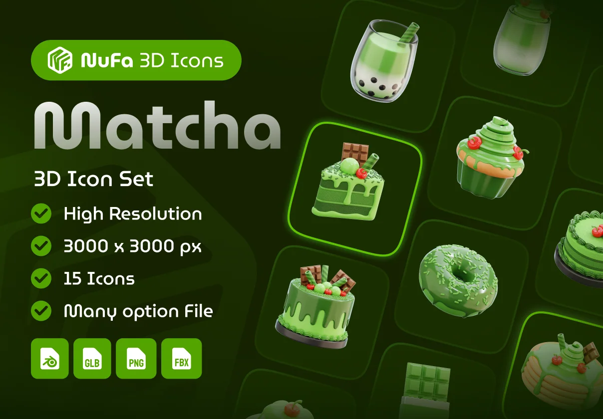 Matcha 3D Icon Set