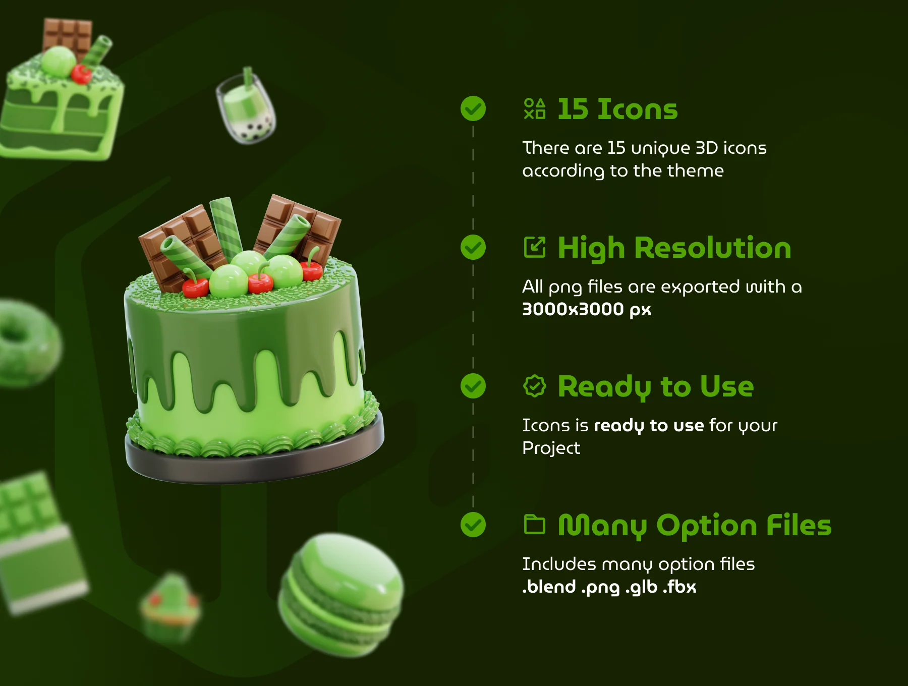 Matcha 3D Icon Set 3