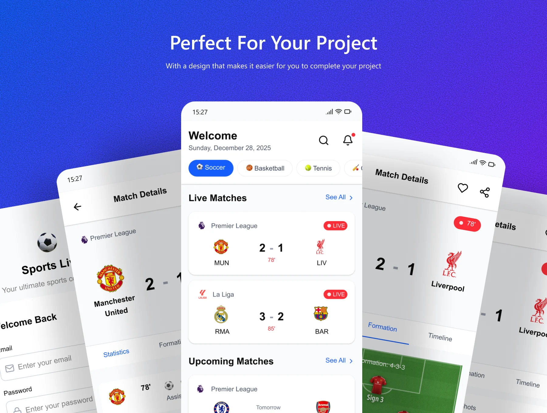 MatchDay – Sports Live Score & Streaming Mobile App UI Kit 3