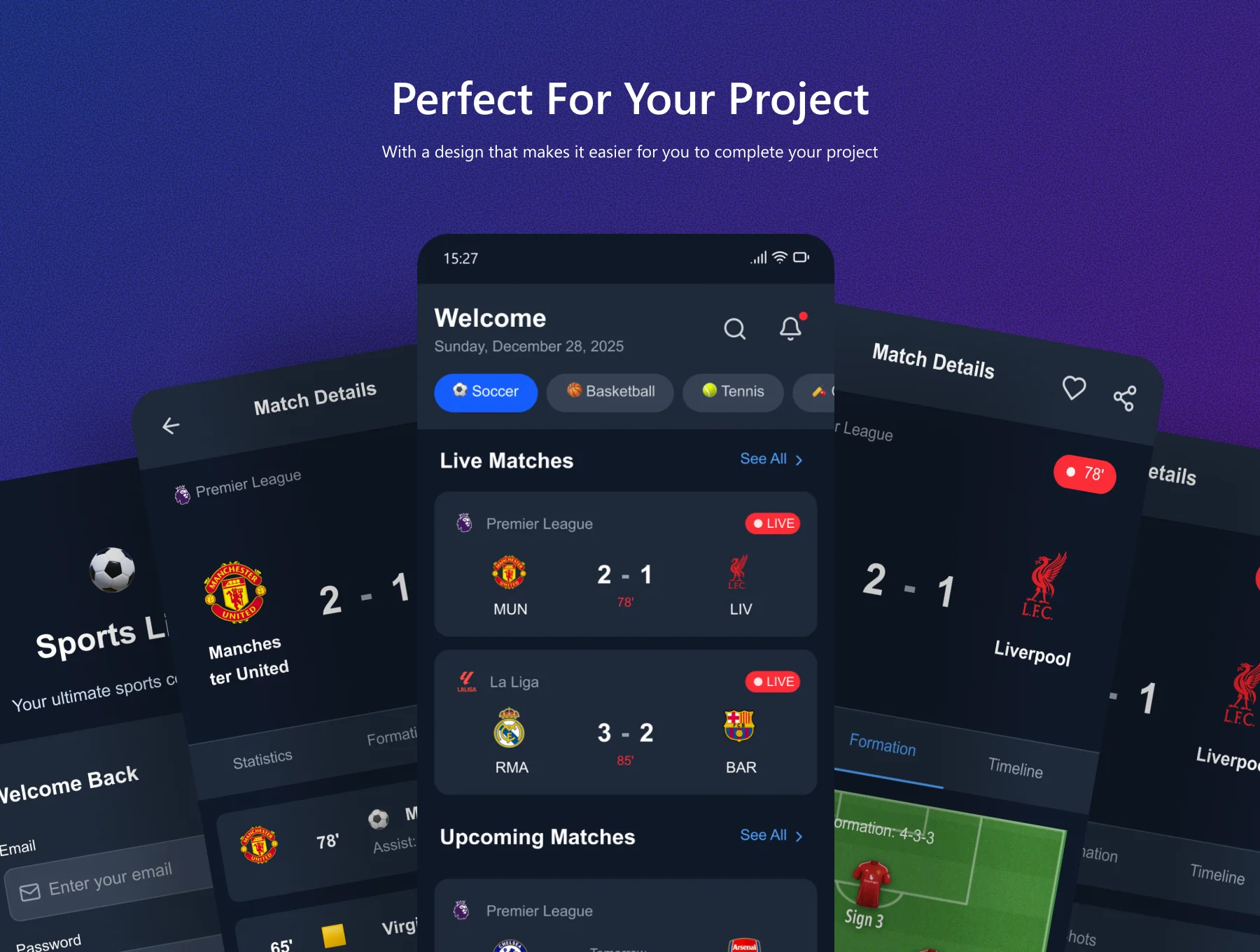 MatchDay – Sports Live Score & Streaming Mobile App UI Kit 4