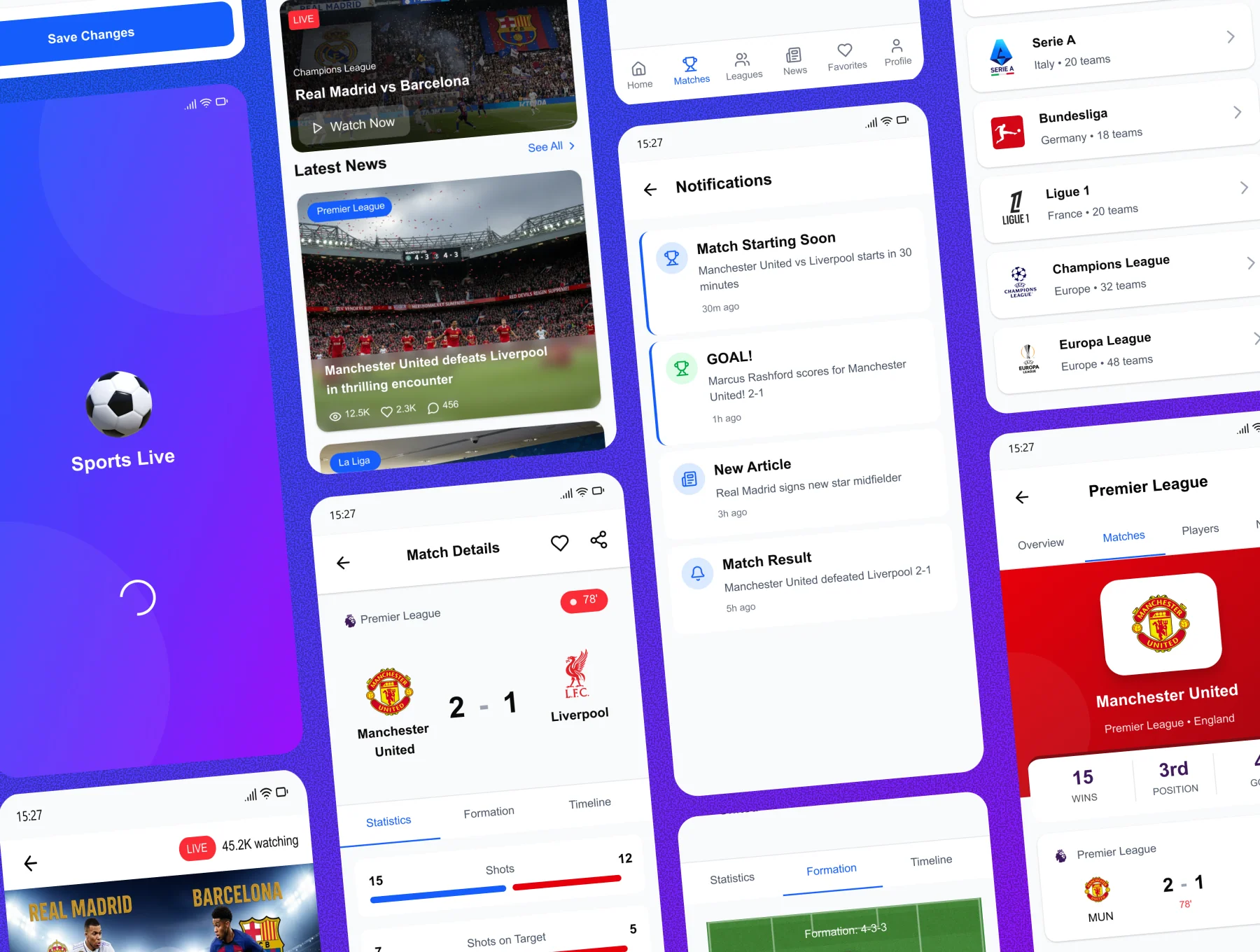 MatchDay – Sports Live Score & Streaming Mobile App UI Kit 5