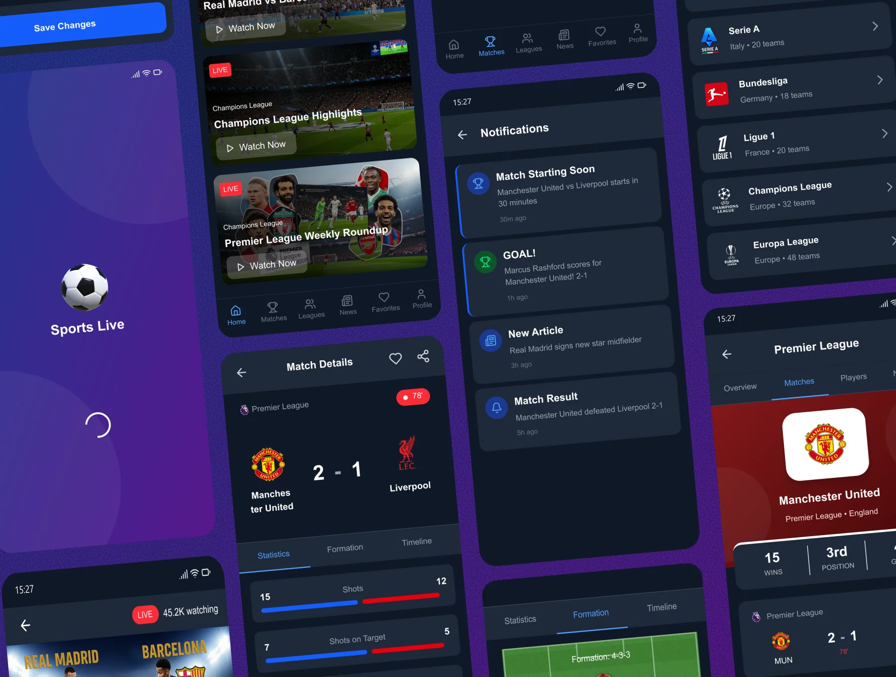 MatchDay – Sports Live Score & Streaming Mobile App UI Kit 6