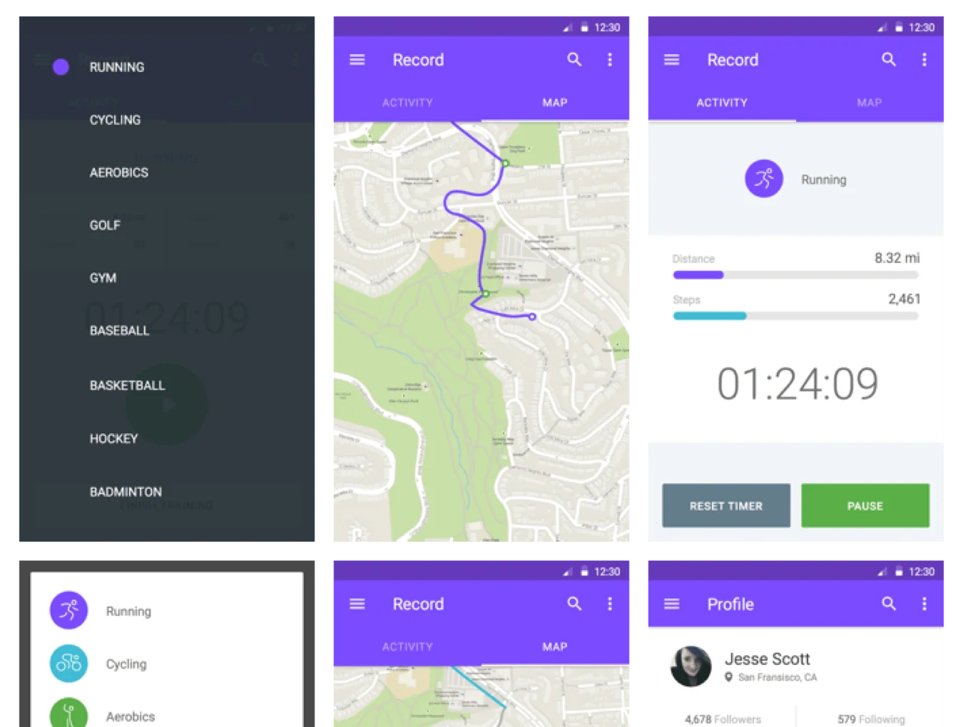 Material UI Kit: Fitness 3