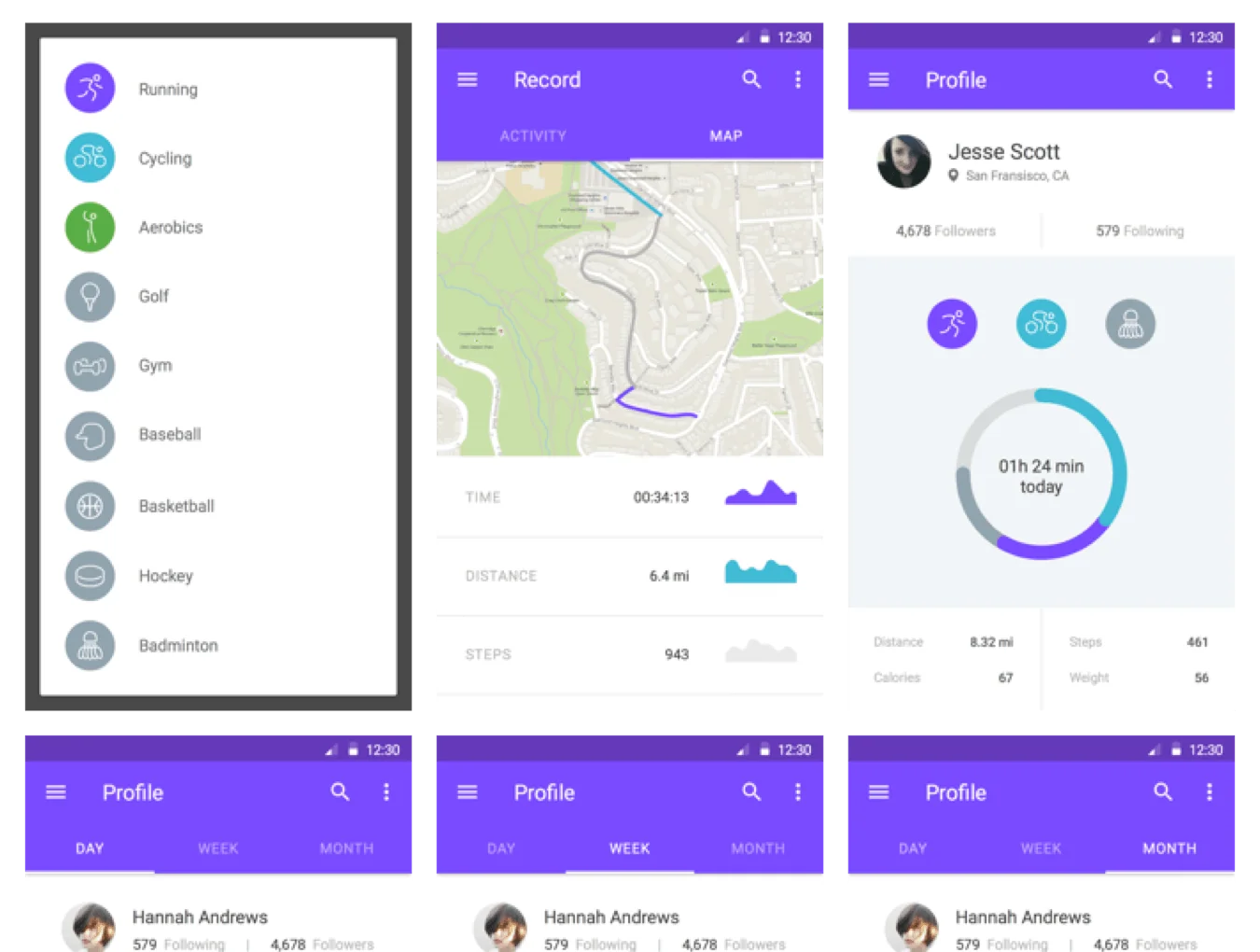 Material UI Kit: Fitness 4