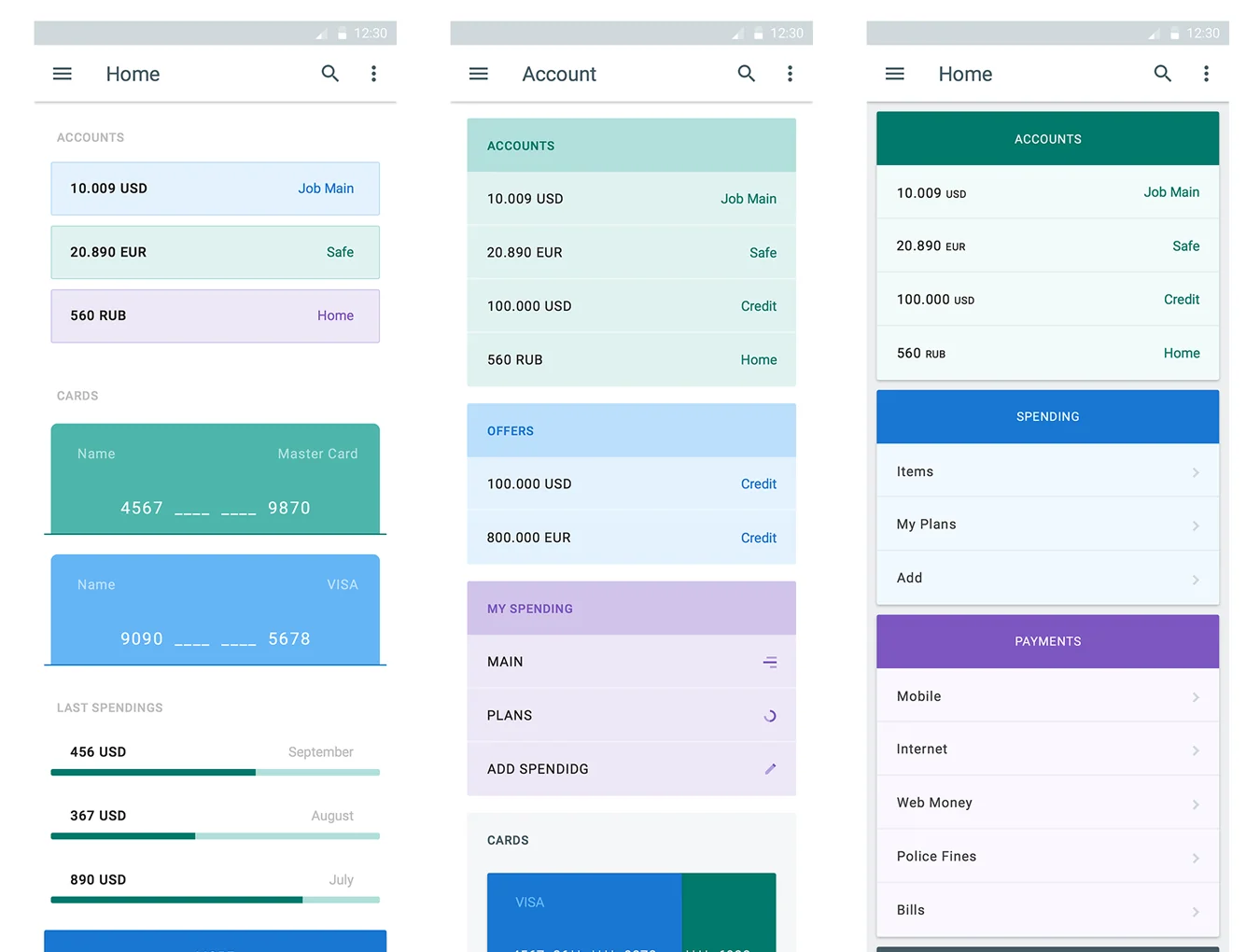 Material UI Kit: Money 3