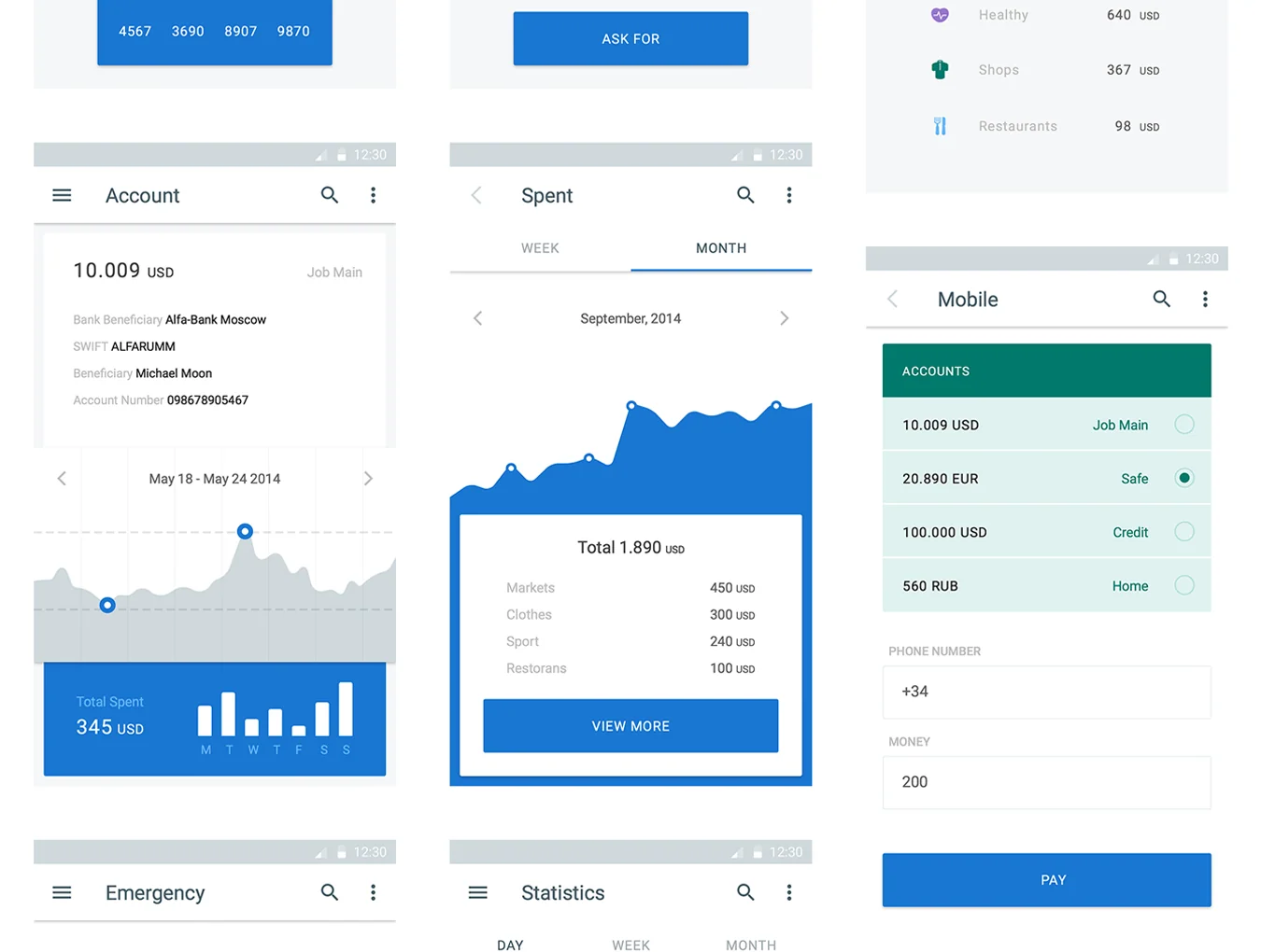 Material UI Kit: Money 4