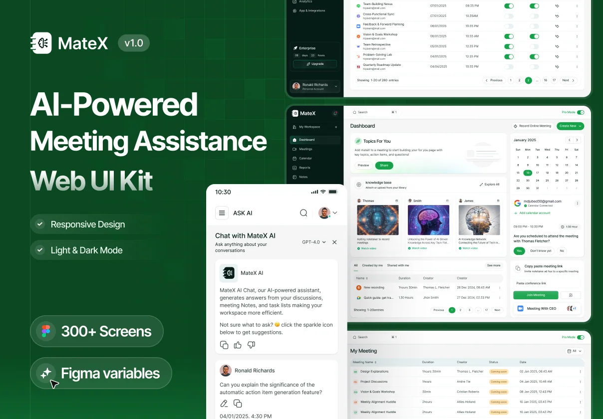 MateX - AI Meeting Assistants UI Kit