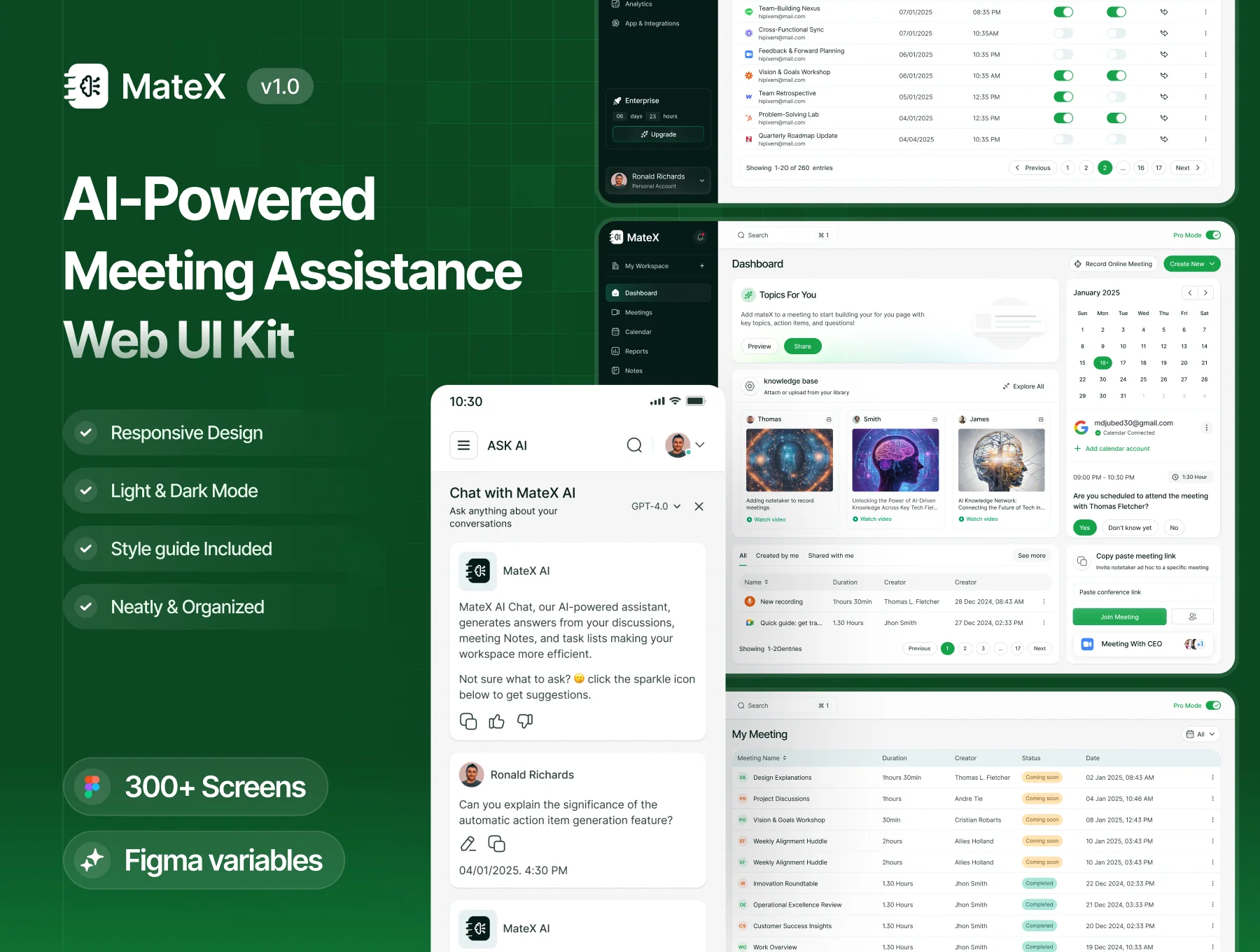 MateX - AI Meeting Assistants UI Kit