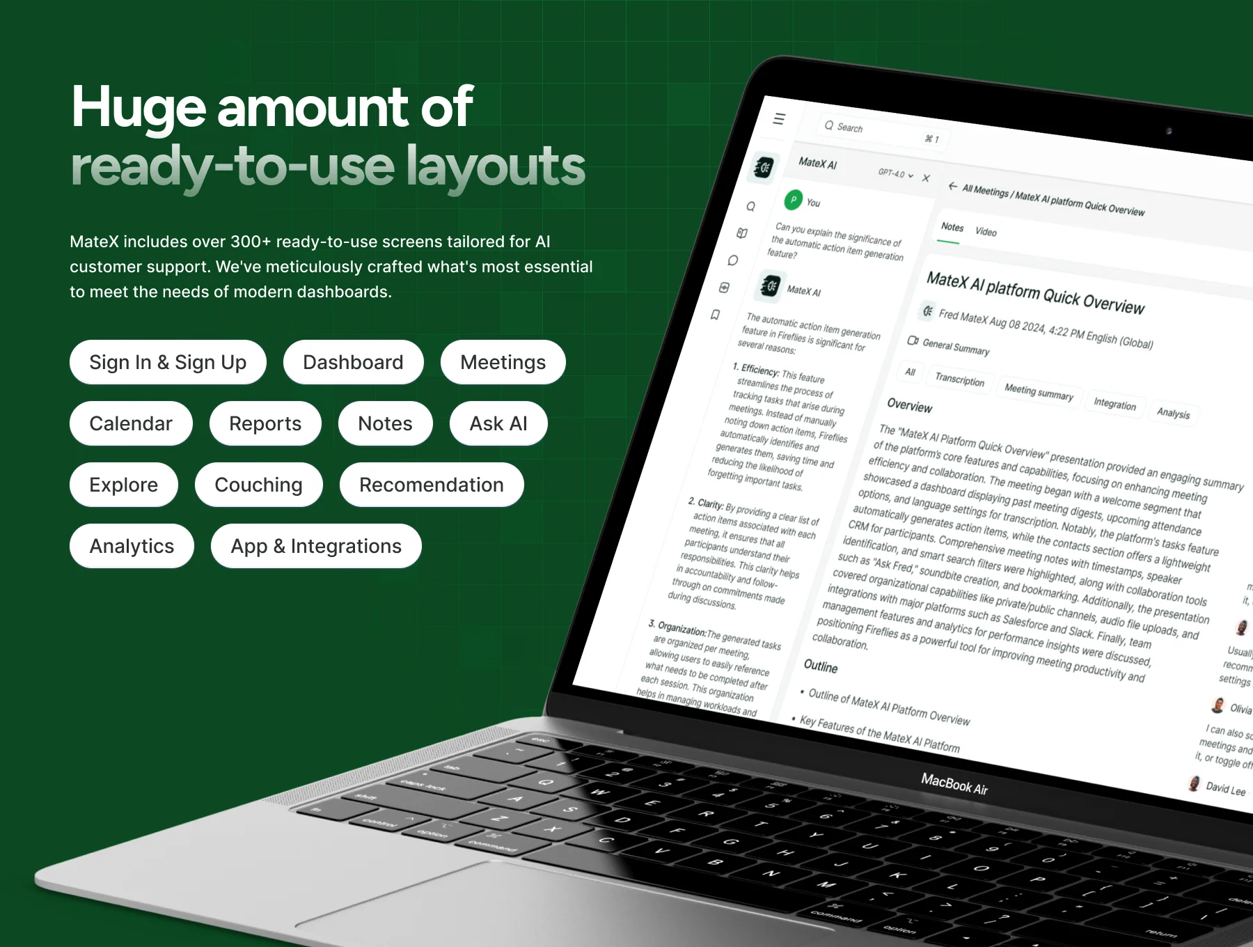 MateX - AI Meeting Assistants UI Kit 3