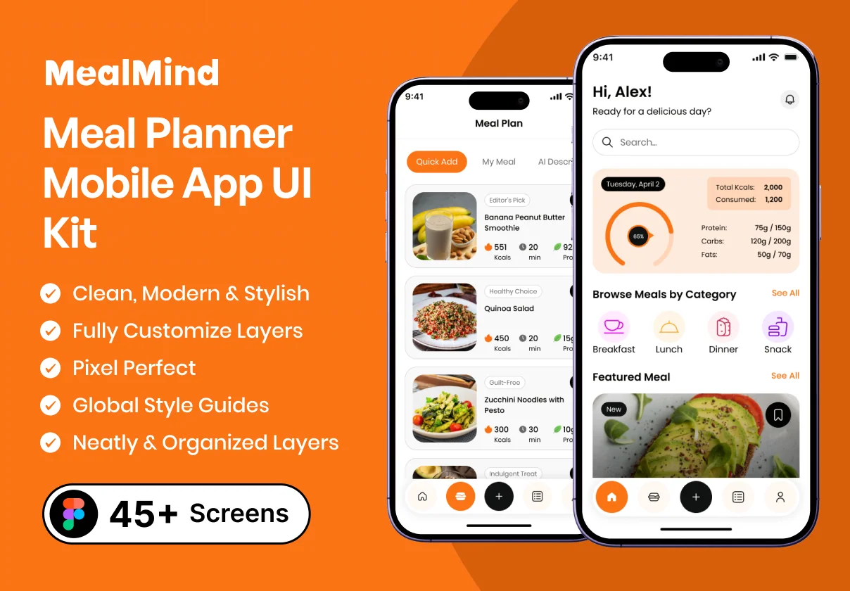 Meal Planner Mobile App UI Kit