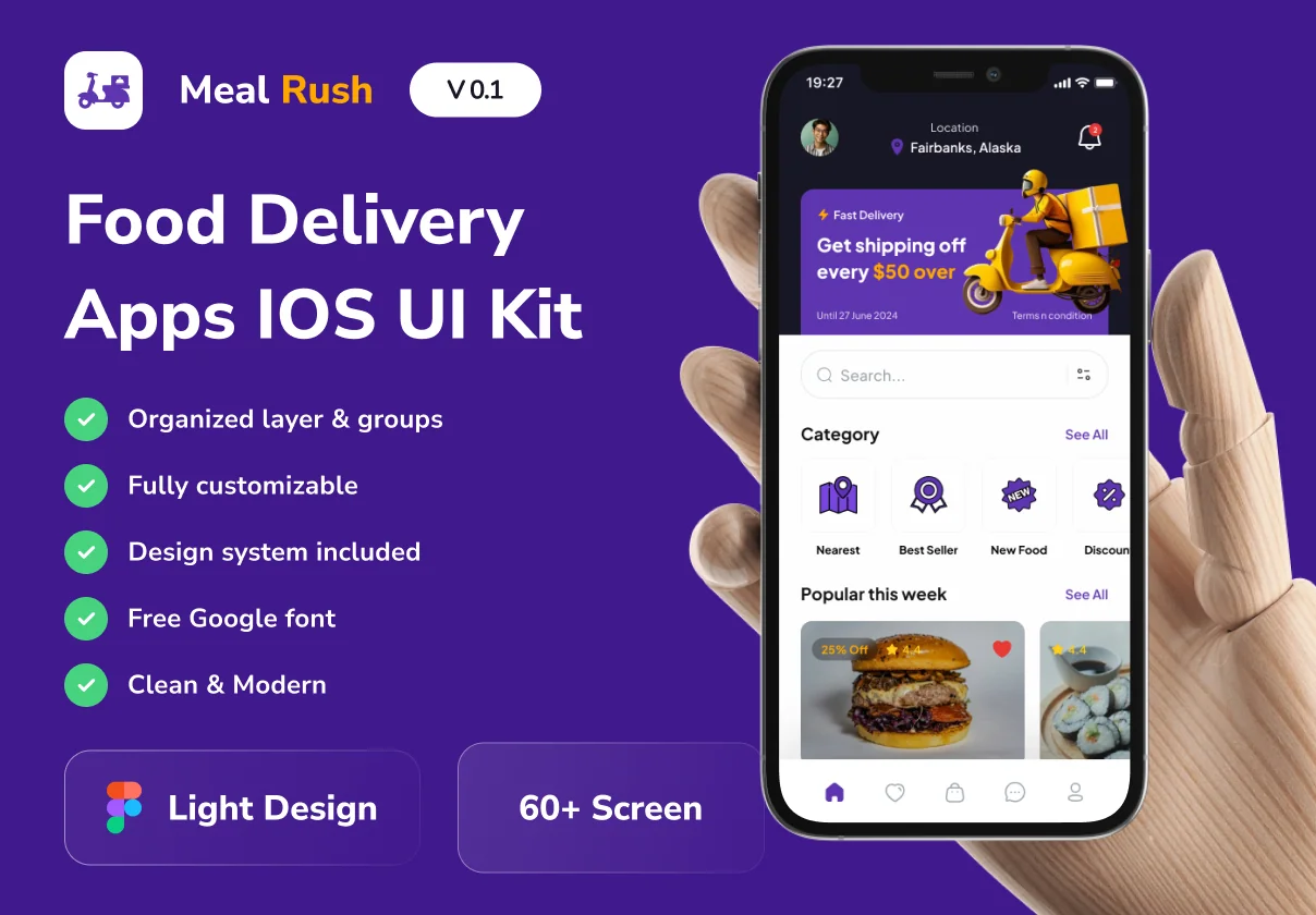 Meal Rush - Food Delivery Mobile App UI Kits