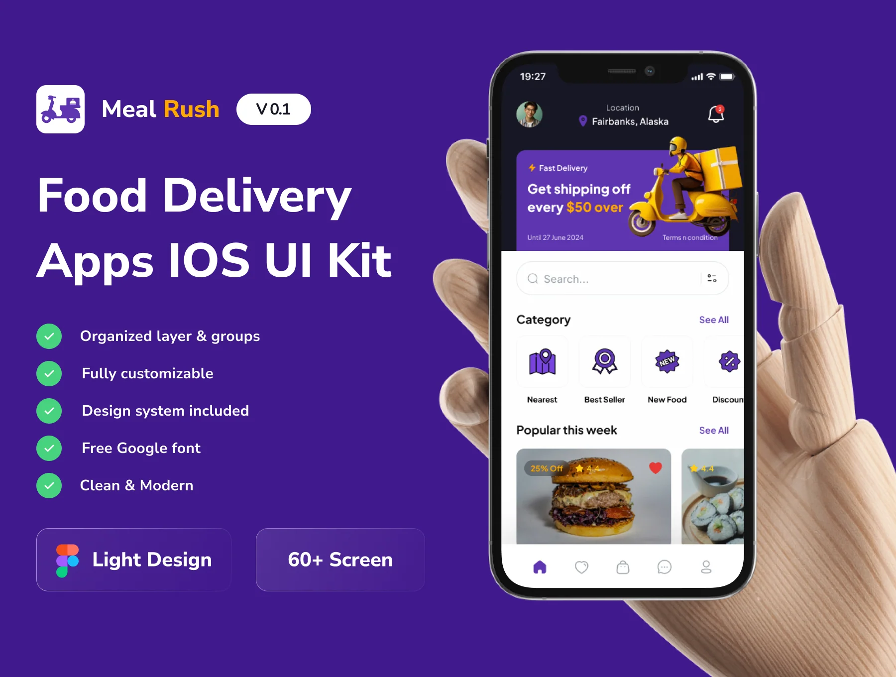 Meal Rush - Food Delivery Mobile App UI Kits