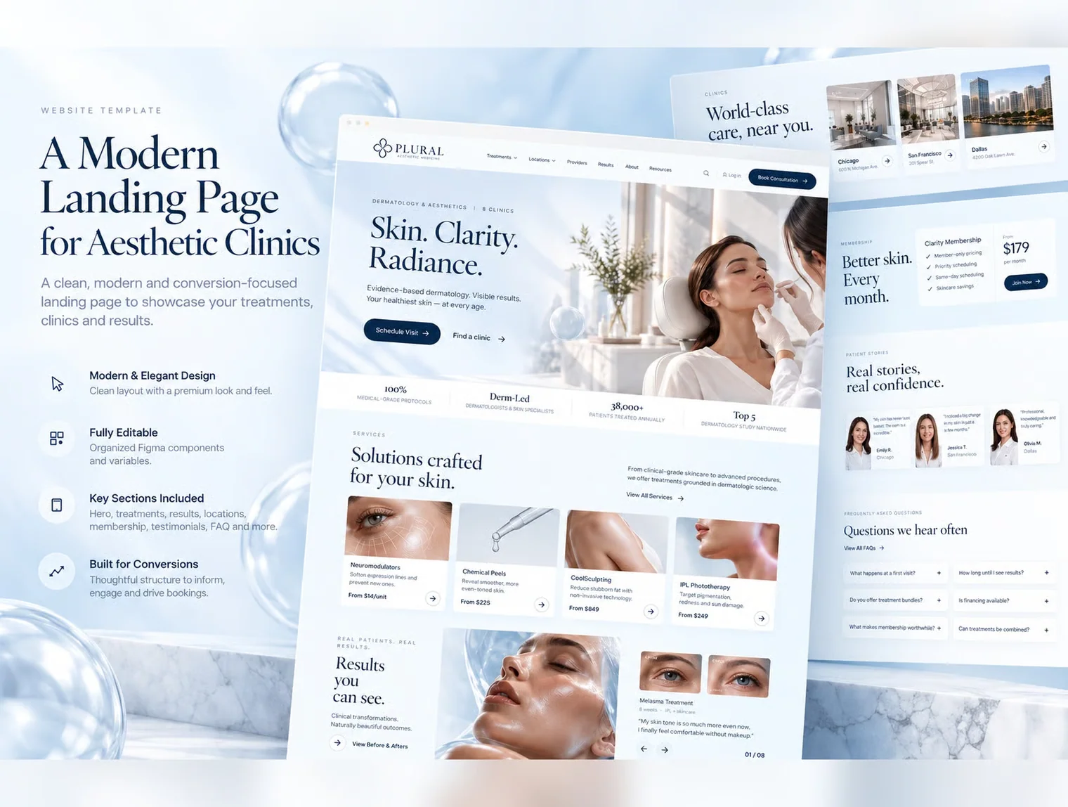 Med Spa Website Template — Plural Figma Kit for Aesthetic Clinics 3