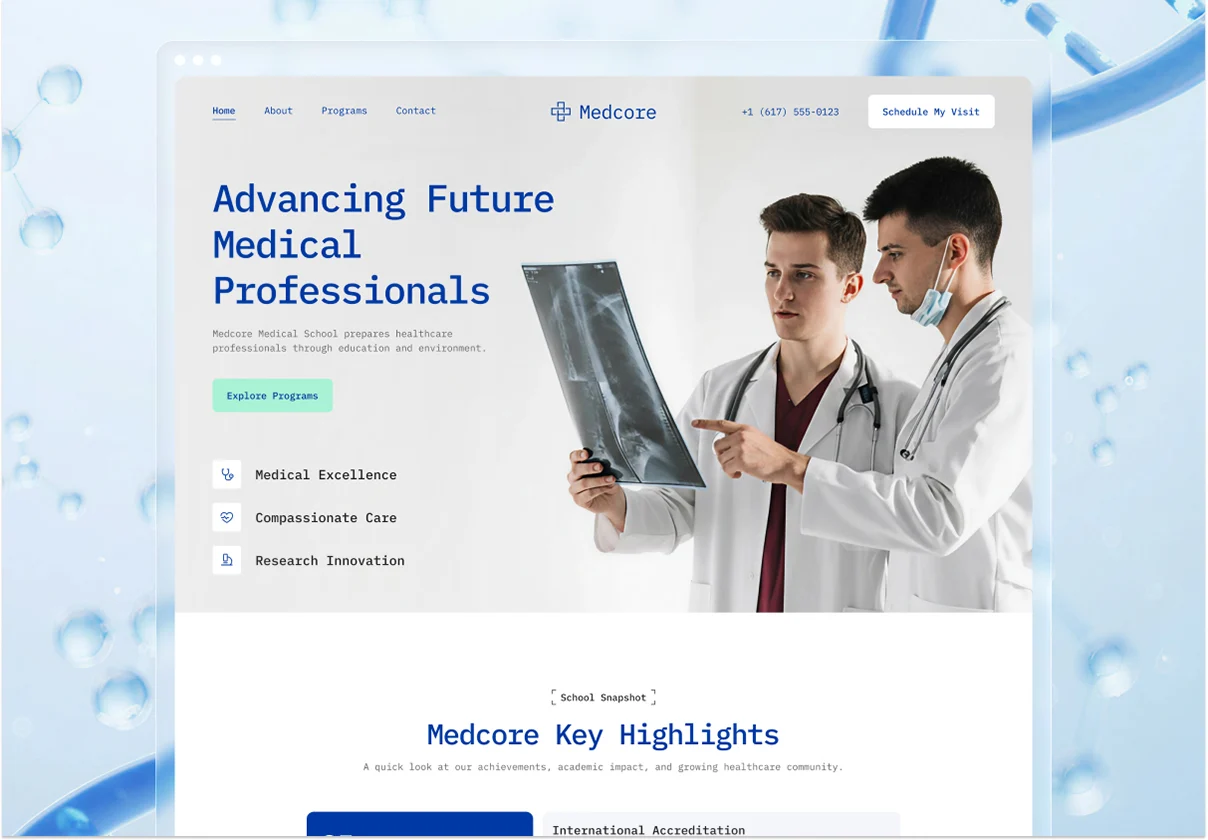 Medcore – Medical School Website UI Figma Template